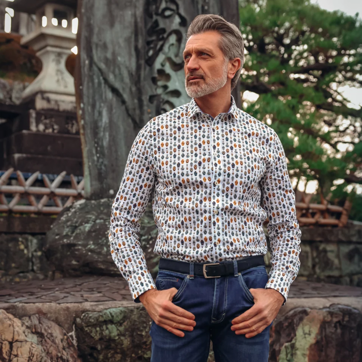 A Fish Named Fred Vase Printed Shirt - Gold Yellow