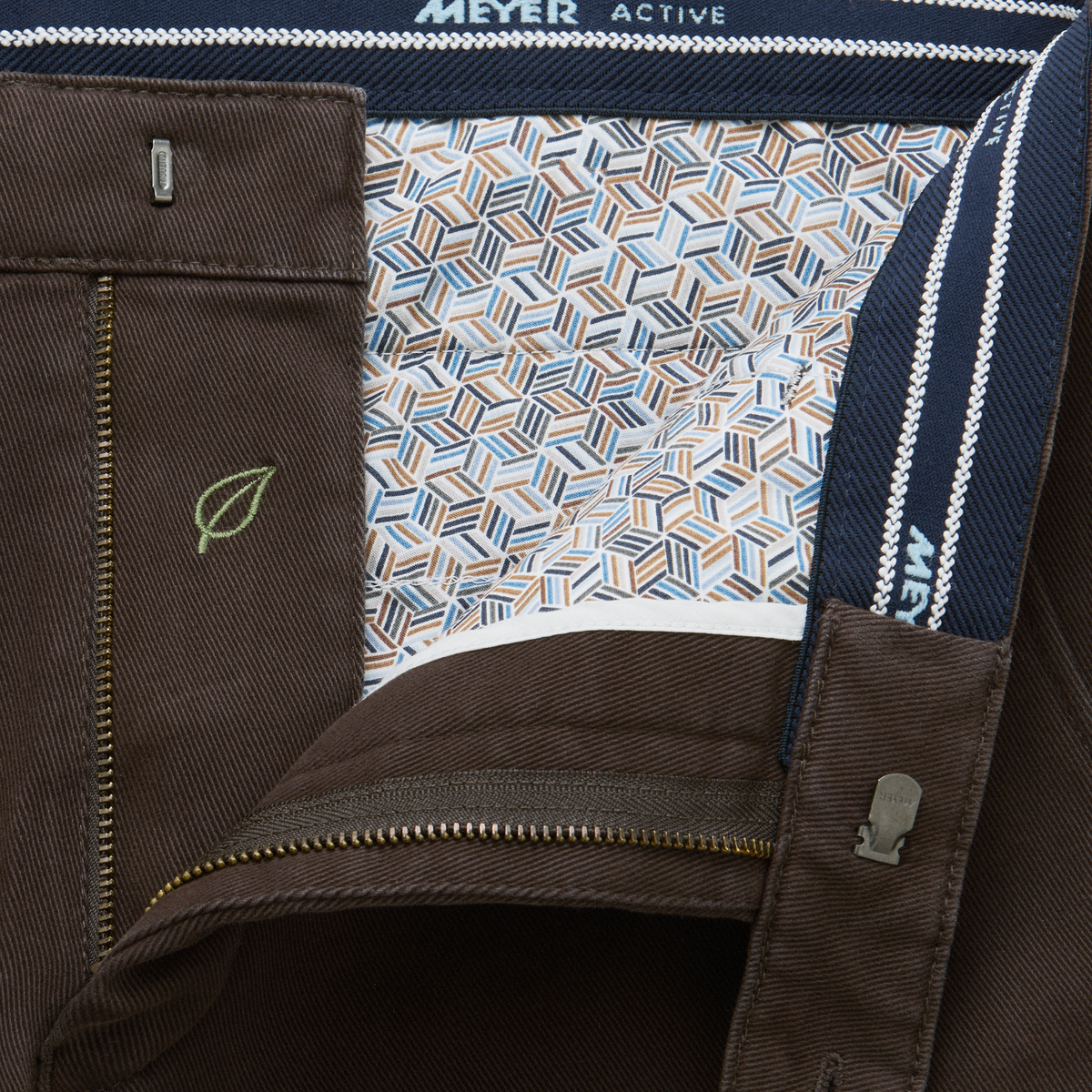 Meyer Bonn Modern Fit Cosy Twill Chinos - Dark Brown