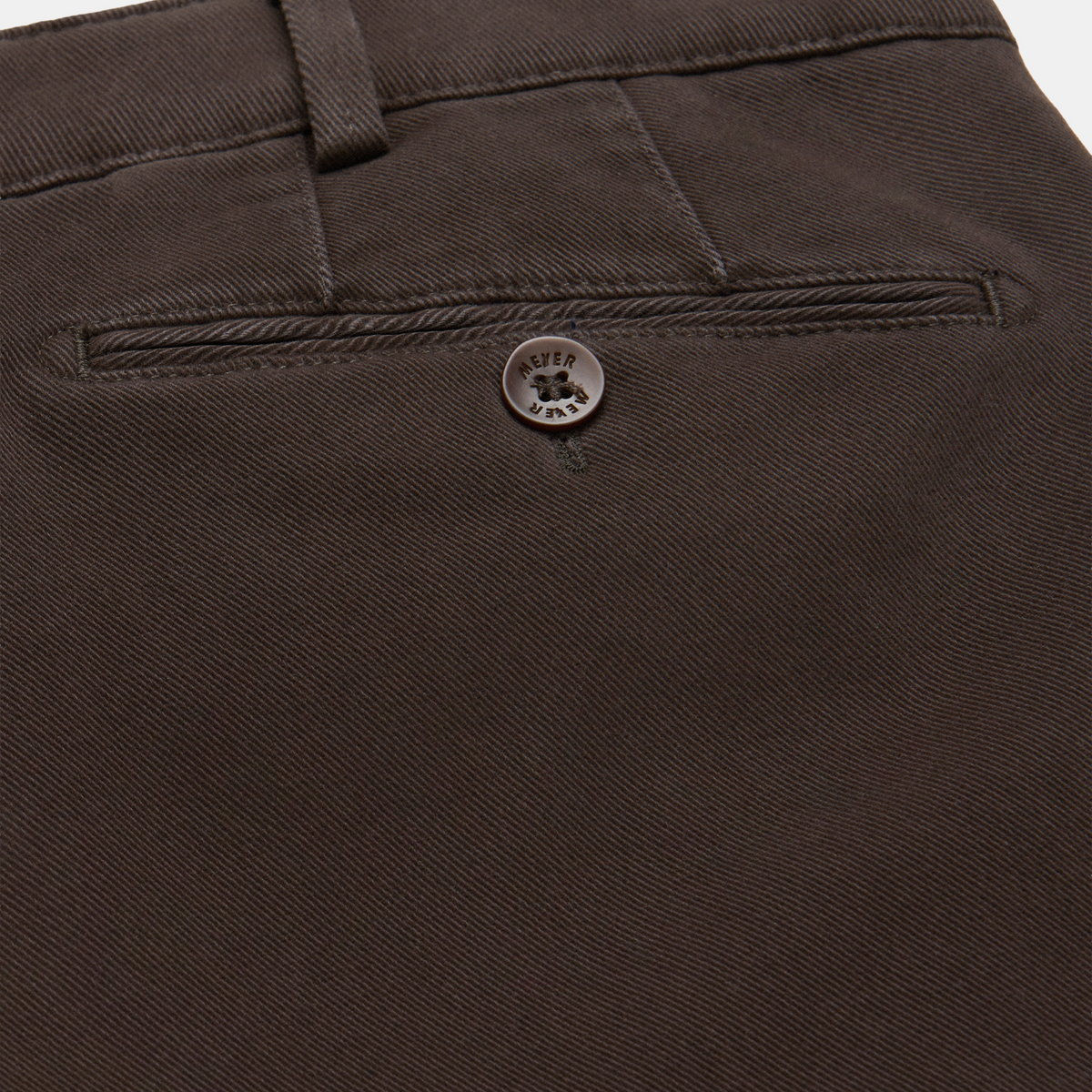 Meyer Bonn Modern Fit Cosy Twill Chinos - Dark Brown