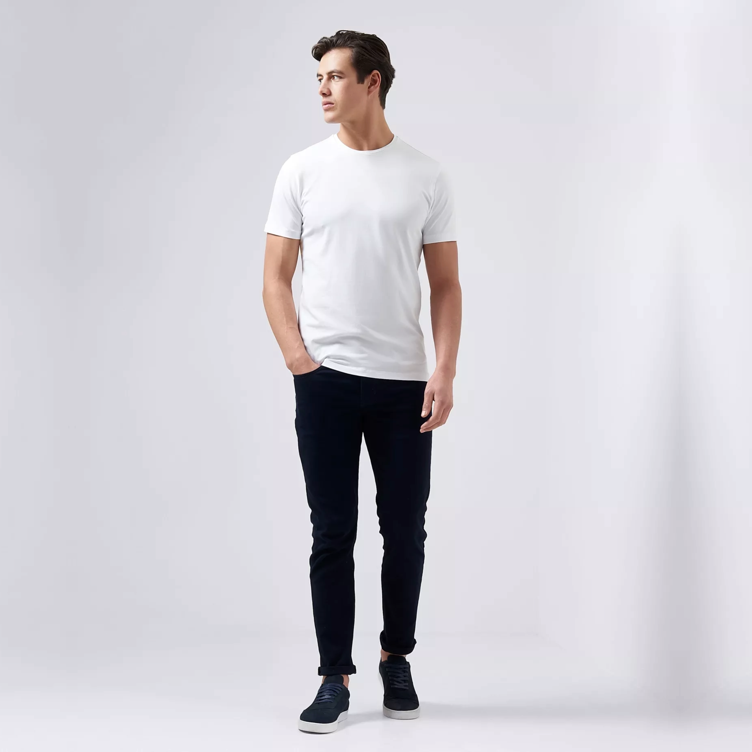 Remus Tapered Fit Cotton-Stretch T Shirt - White