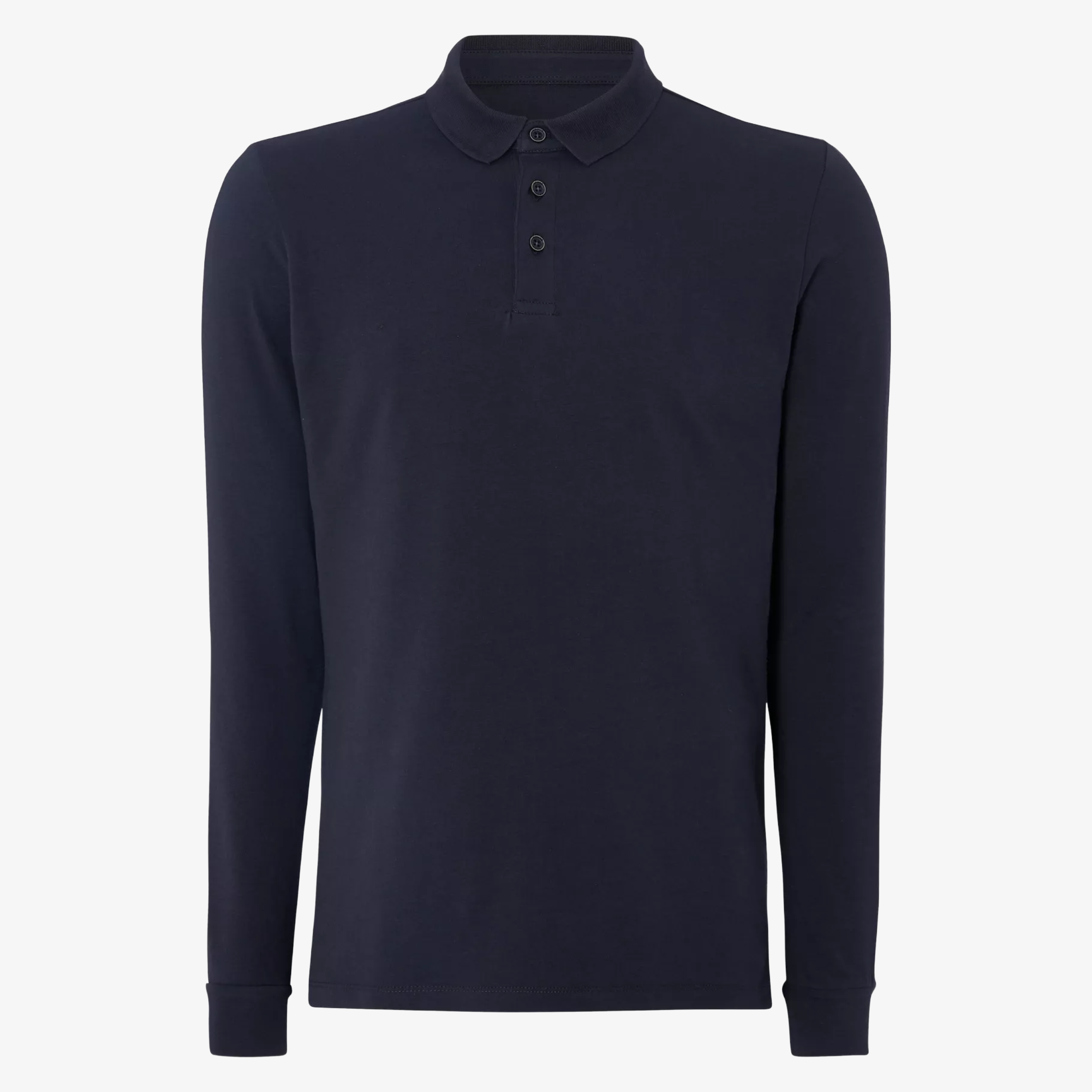Remus Long Sleeve Button Polo Shirt - Navy