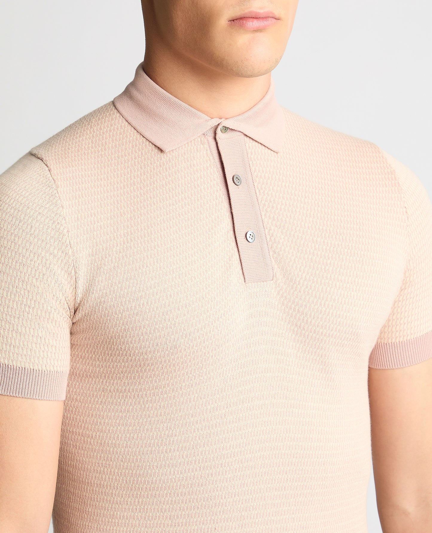 Remus Uomo Short Sleeve Knitted Polo Shirt - Pink