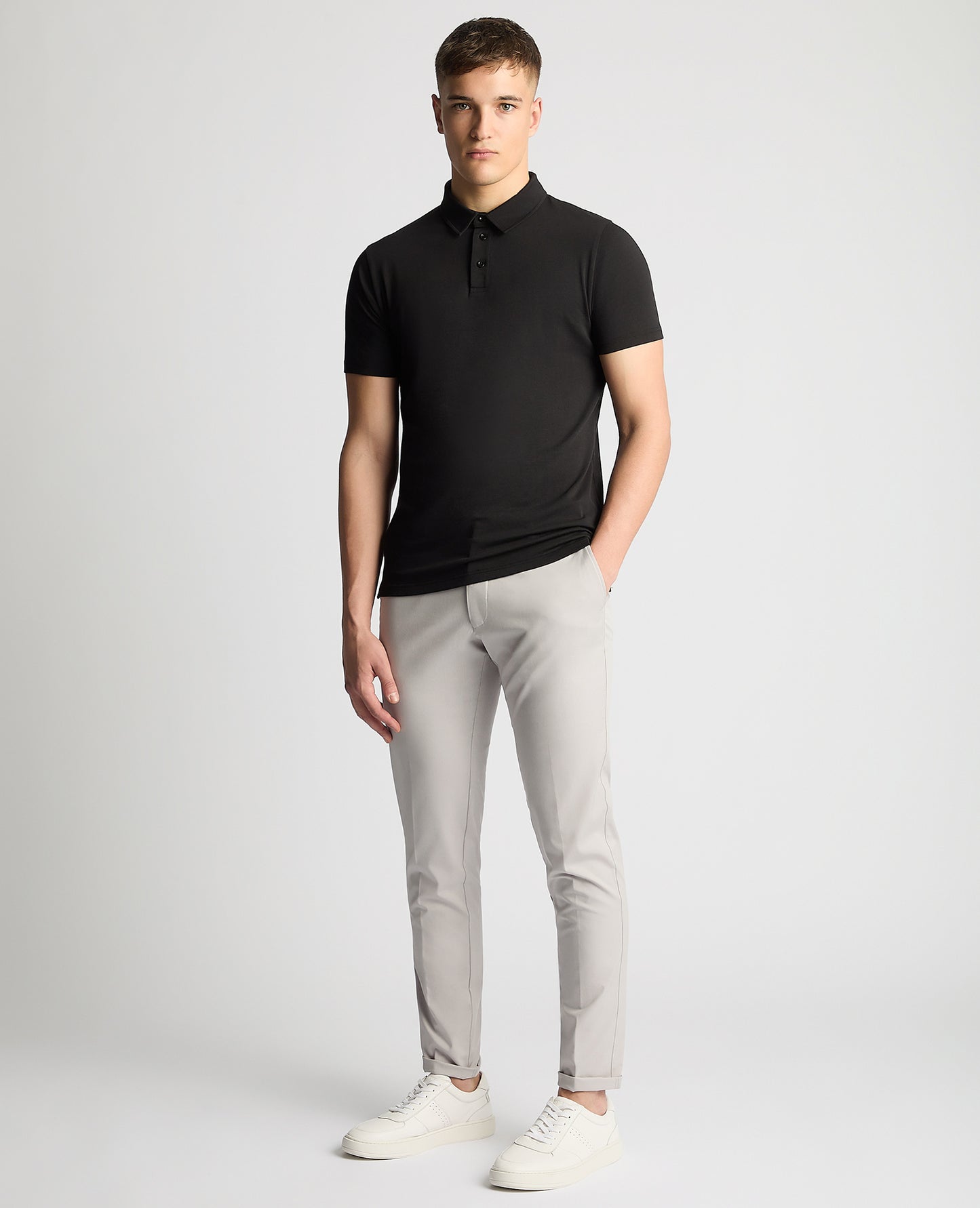 Remus Uomo Tencel-Cotton Polo Shirt - Black