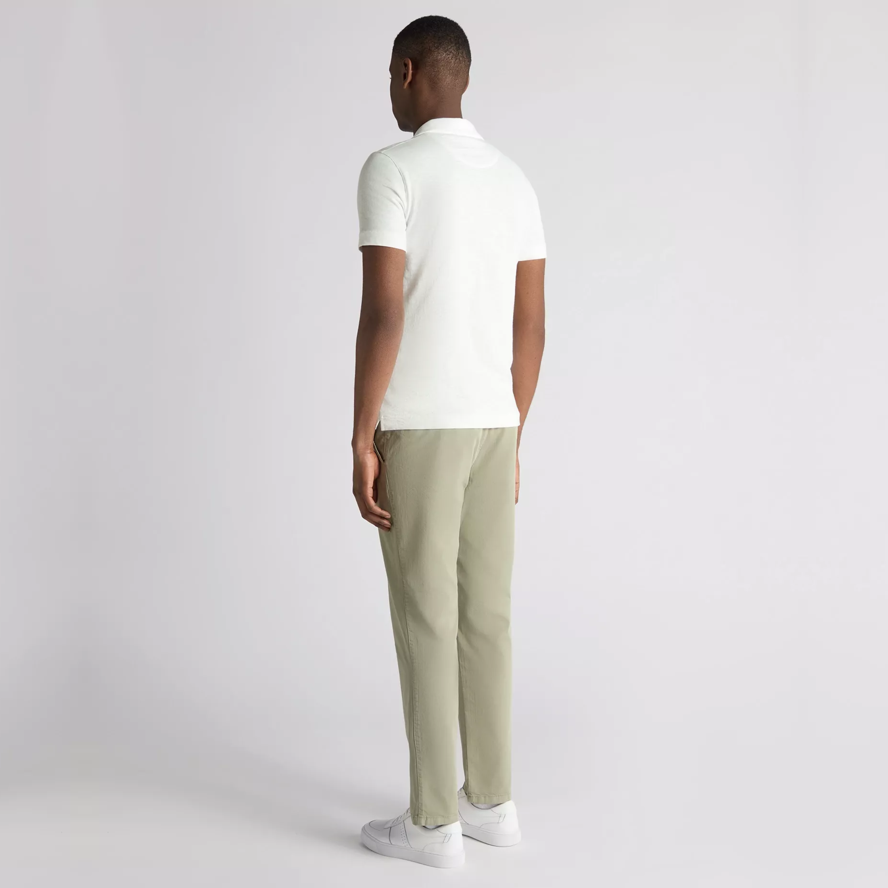 Remus Slub Yarn Open Collar Jersey Polo Shirt - White