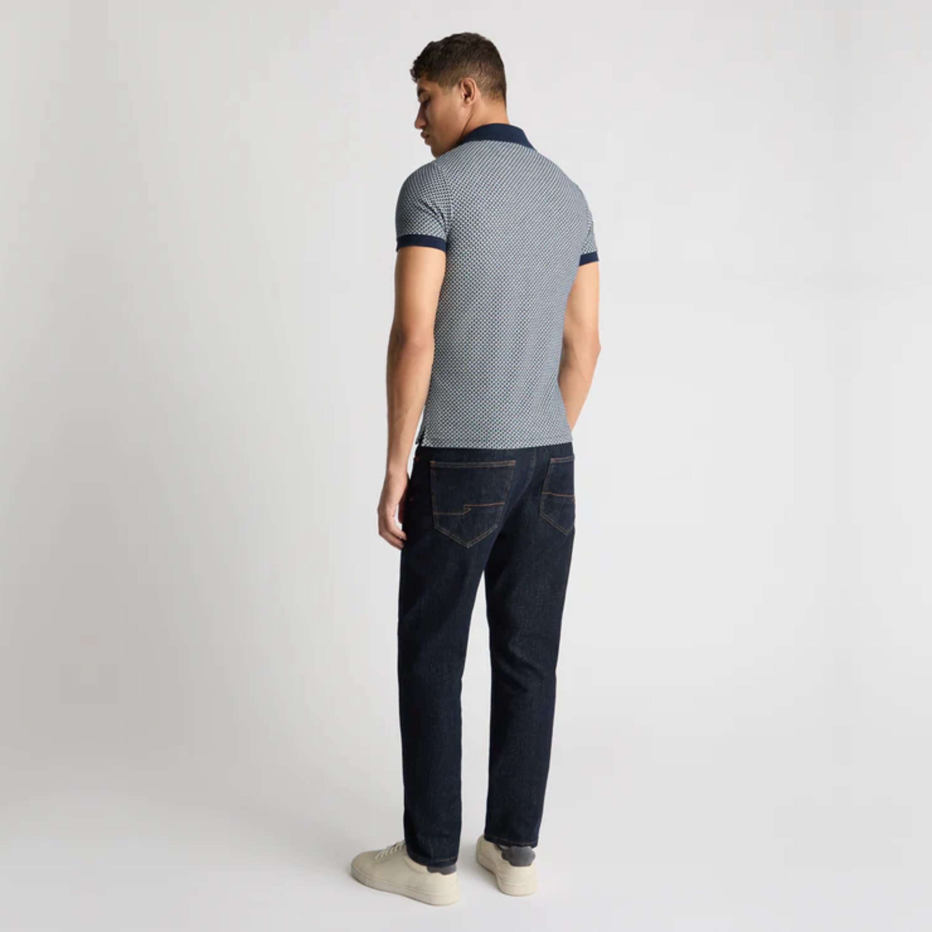 Remus Basket Weave Short Sleeve Polo Shirt - Navy