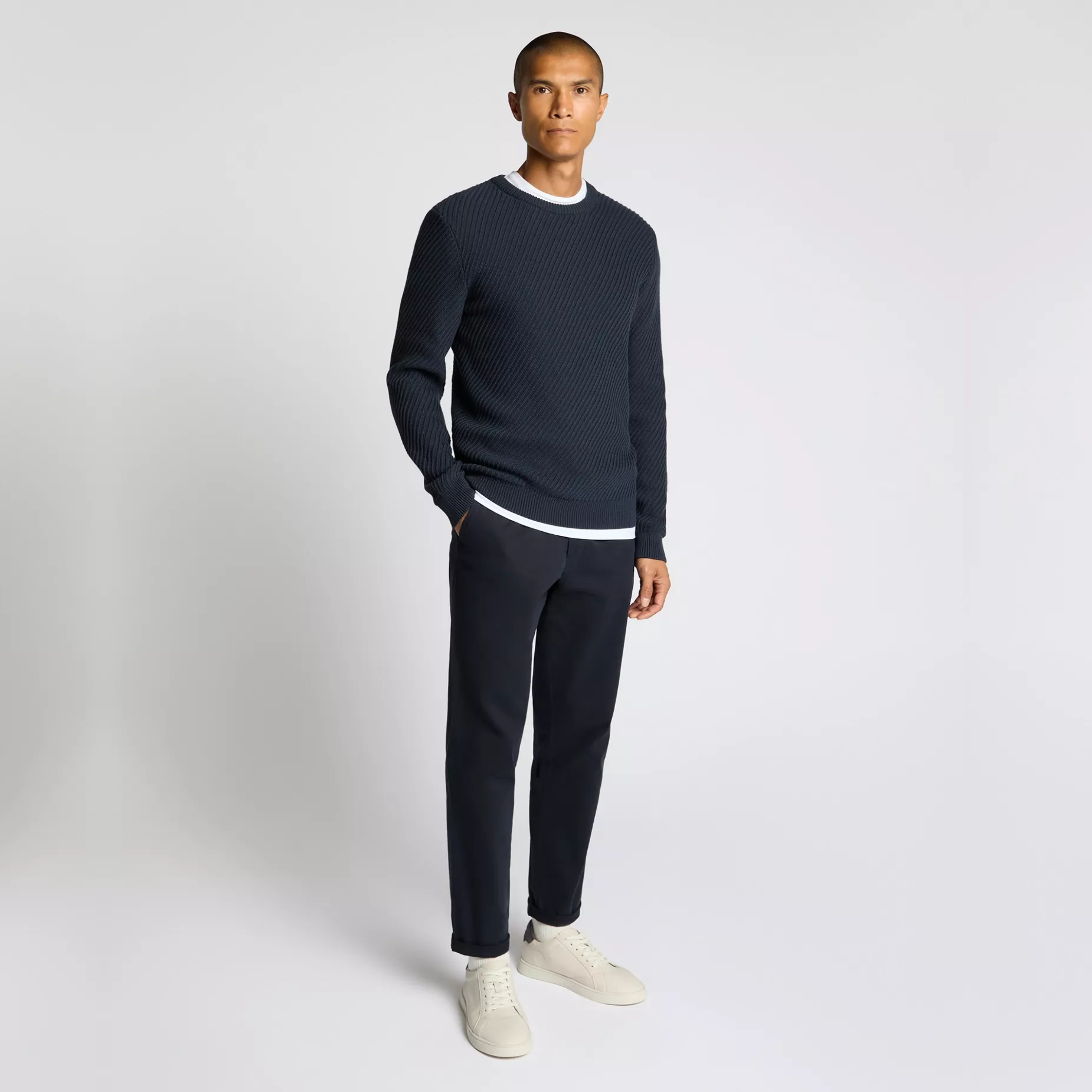 Remus Cotton Interest Fabric Jumper - Navy