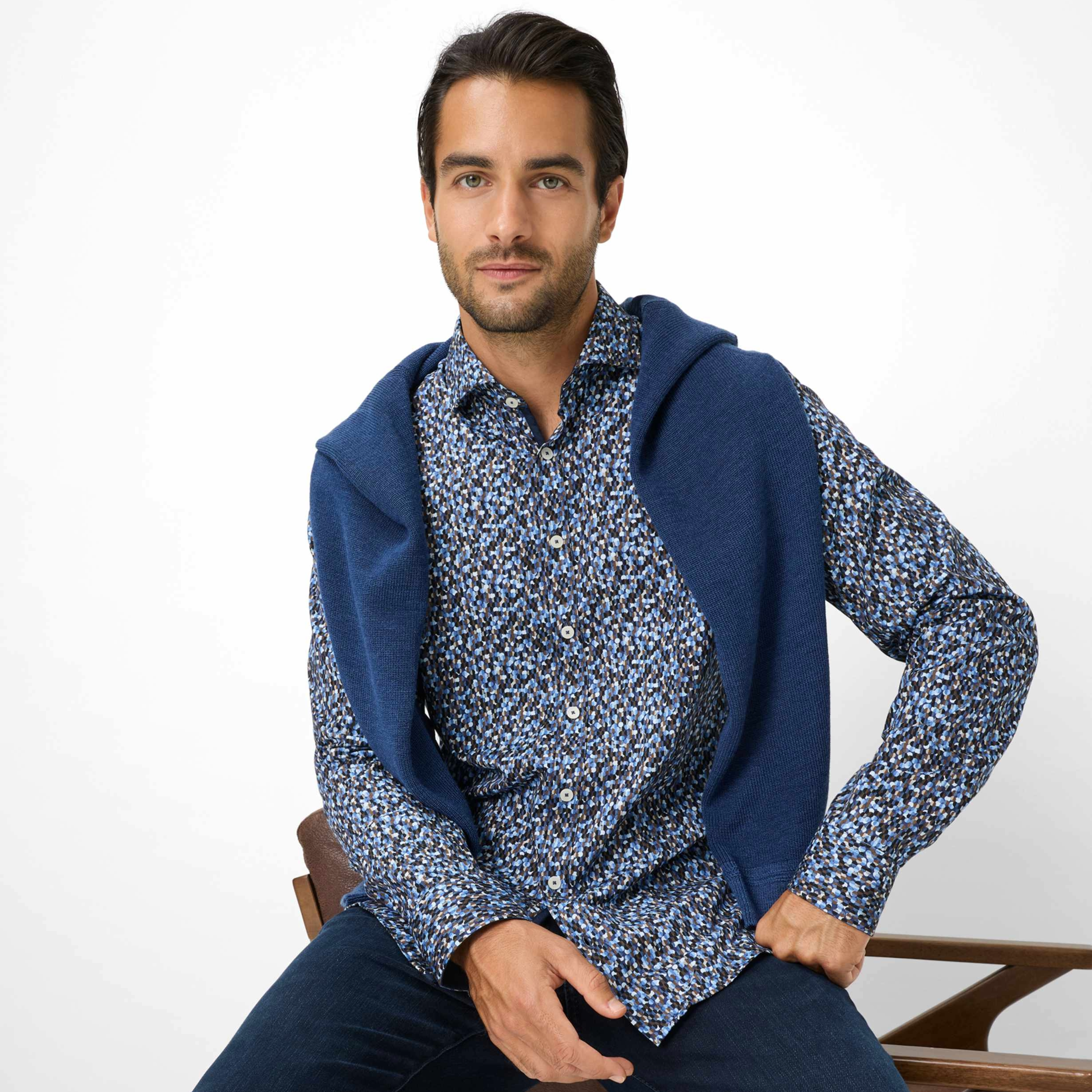 Brax Harold P Printed Shirt - Blue