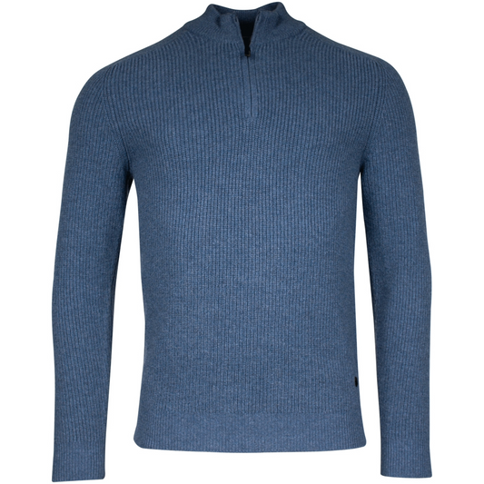 Thomas Maine Lambswool Half Zip Jumper - Blue