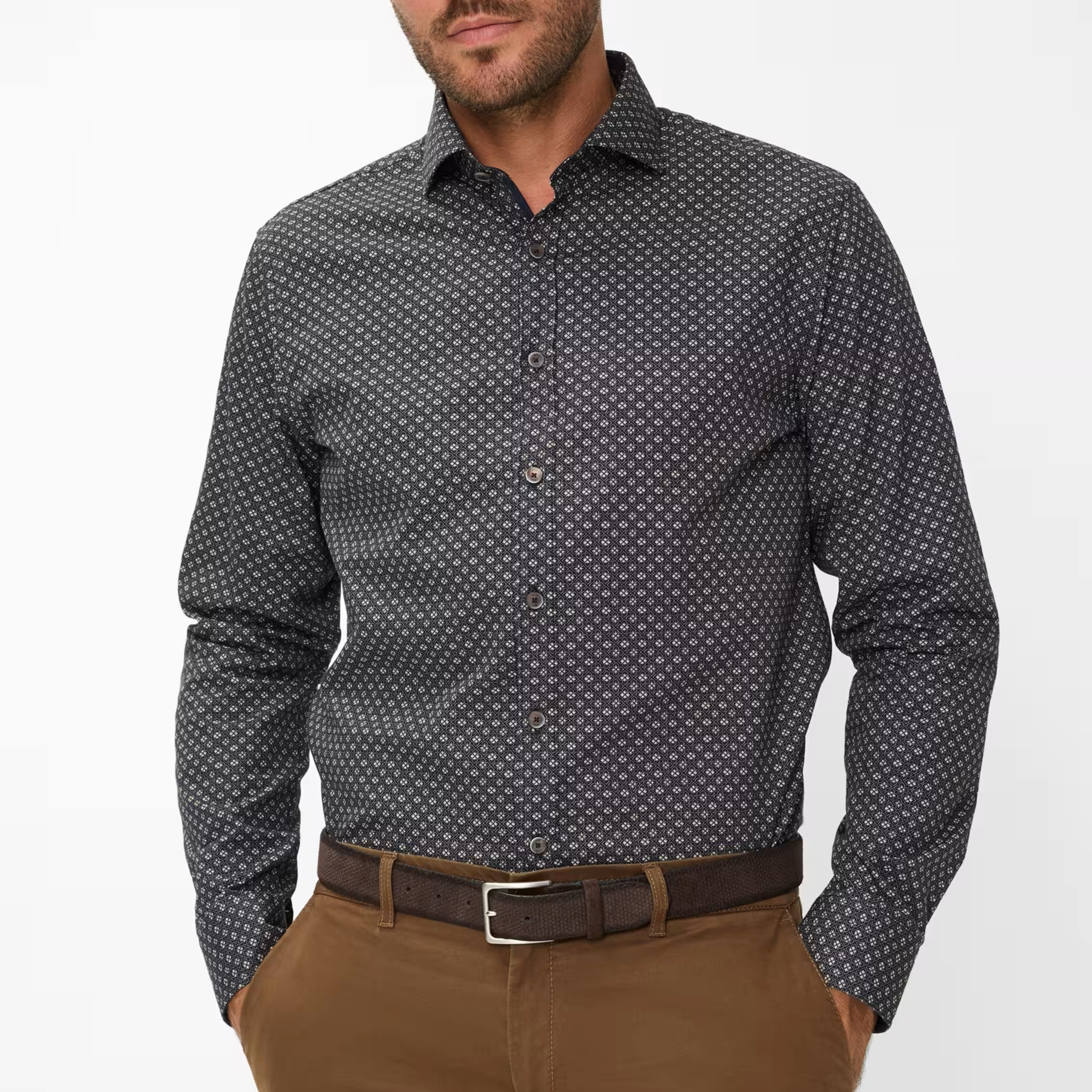 Brax Harold P Printed Shirt - Toffee