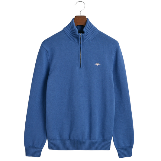 Gant Cotton Half Zip Pullover - Blue