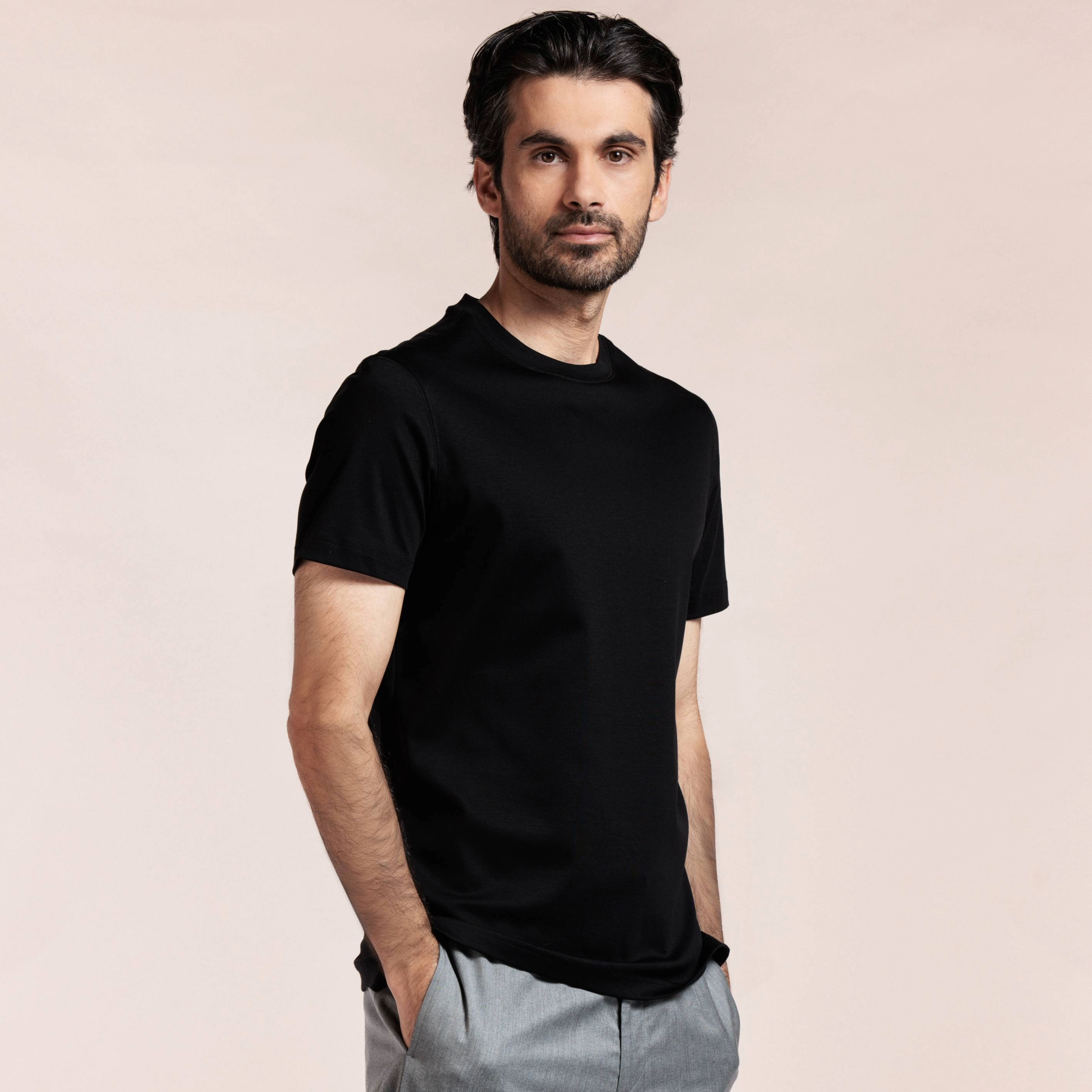 Thomas Maine Liquid Cotton T Shirt - Black