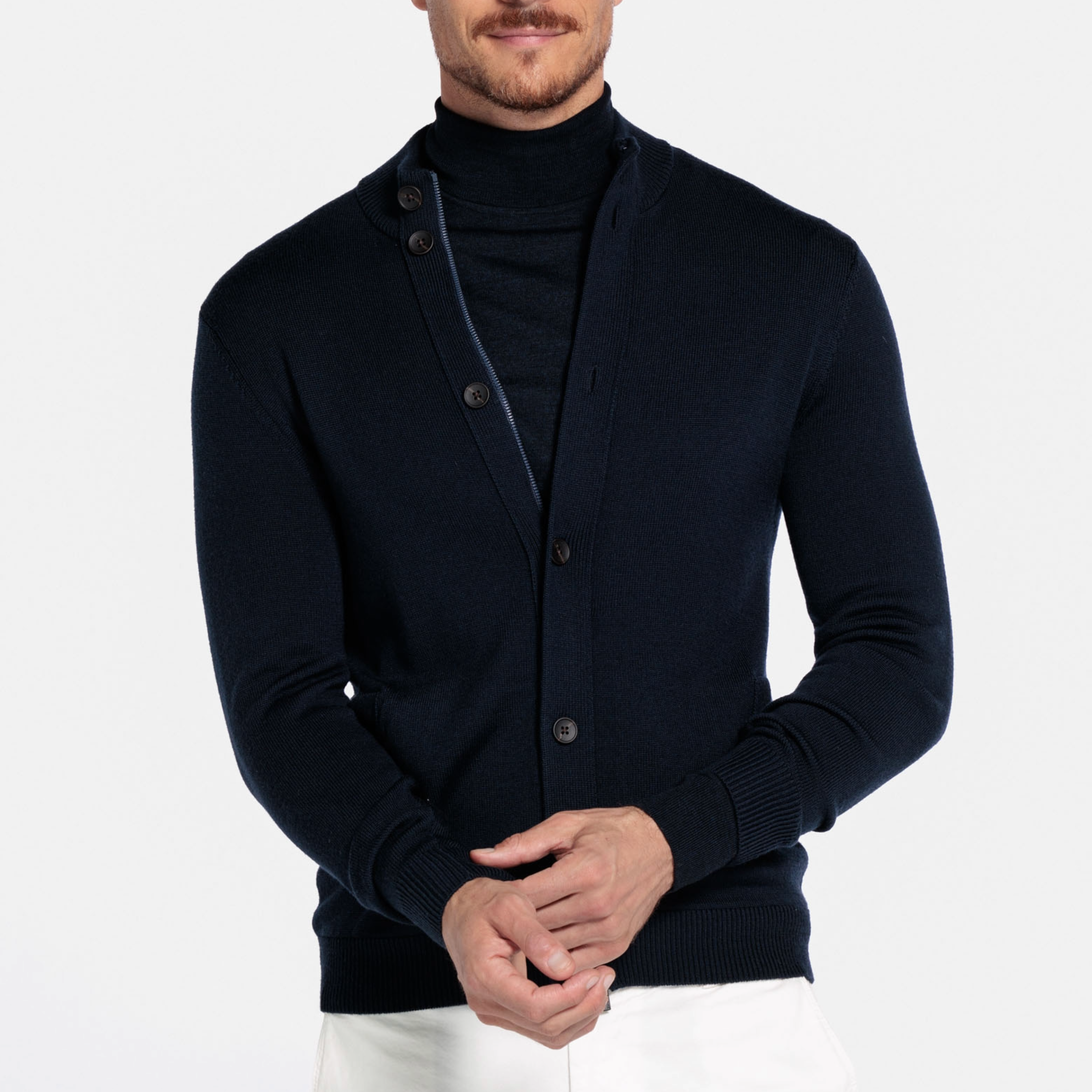Thomas Maine Knitted Button Front Cardigan - Navy