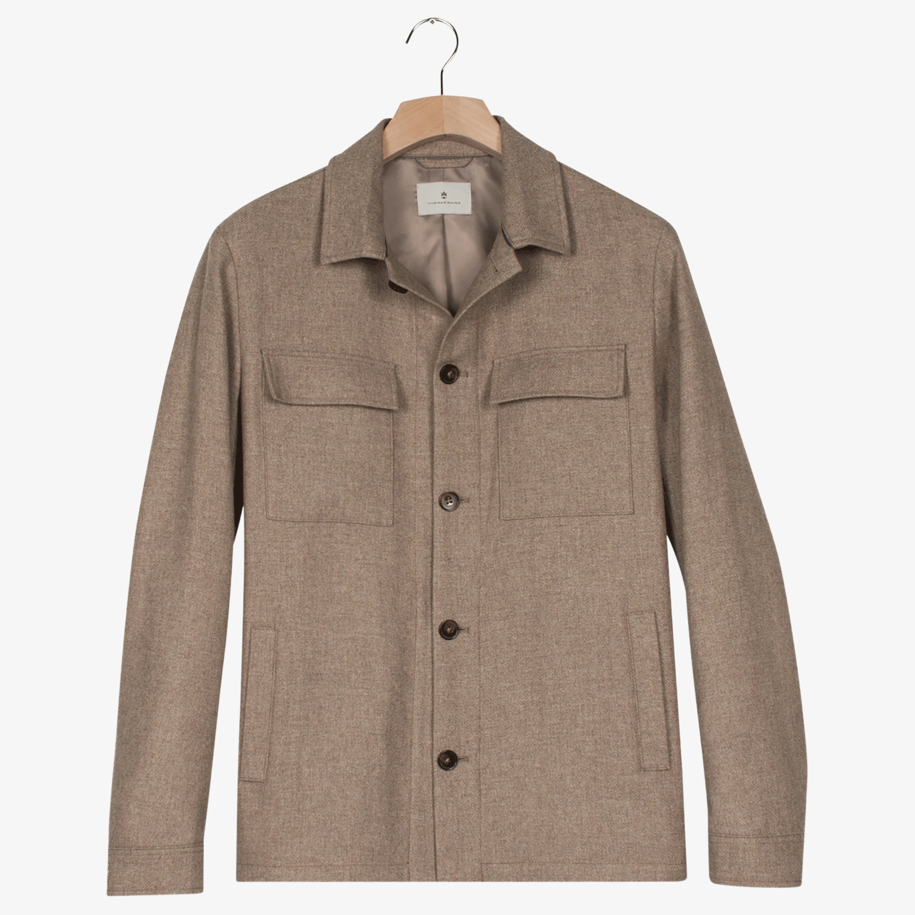 Thomas Maine Monza Wool Blend Overshirt - Light Beige