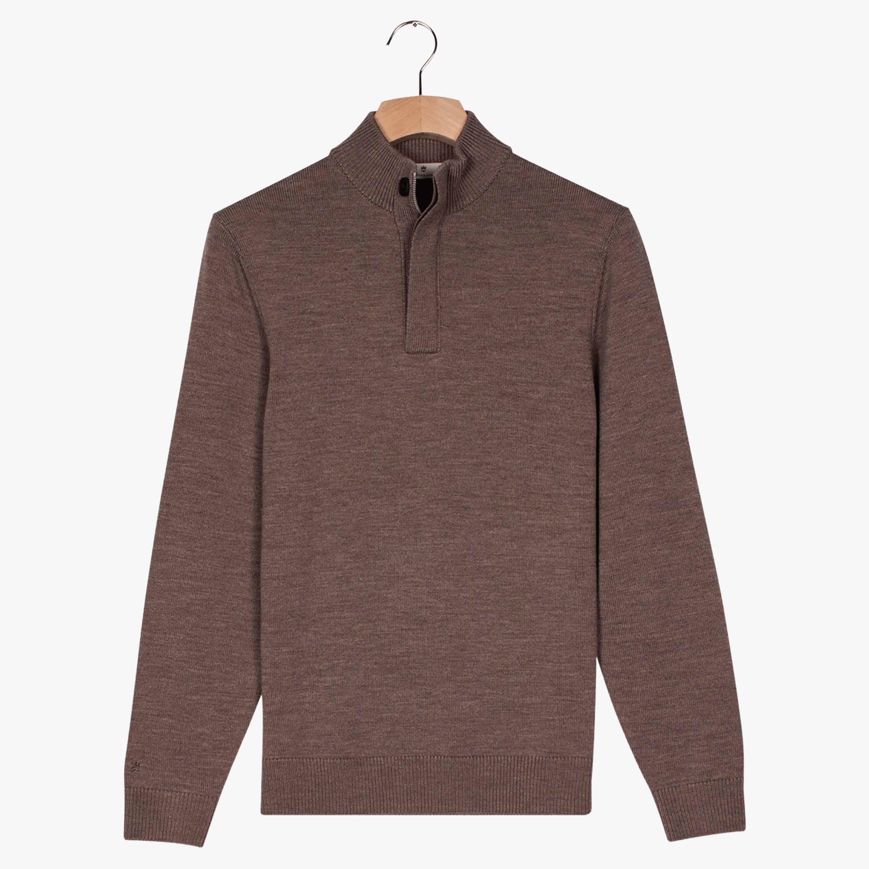 Thomas Maine Merino Half Zip Jumper - Taupe