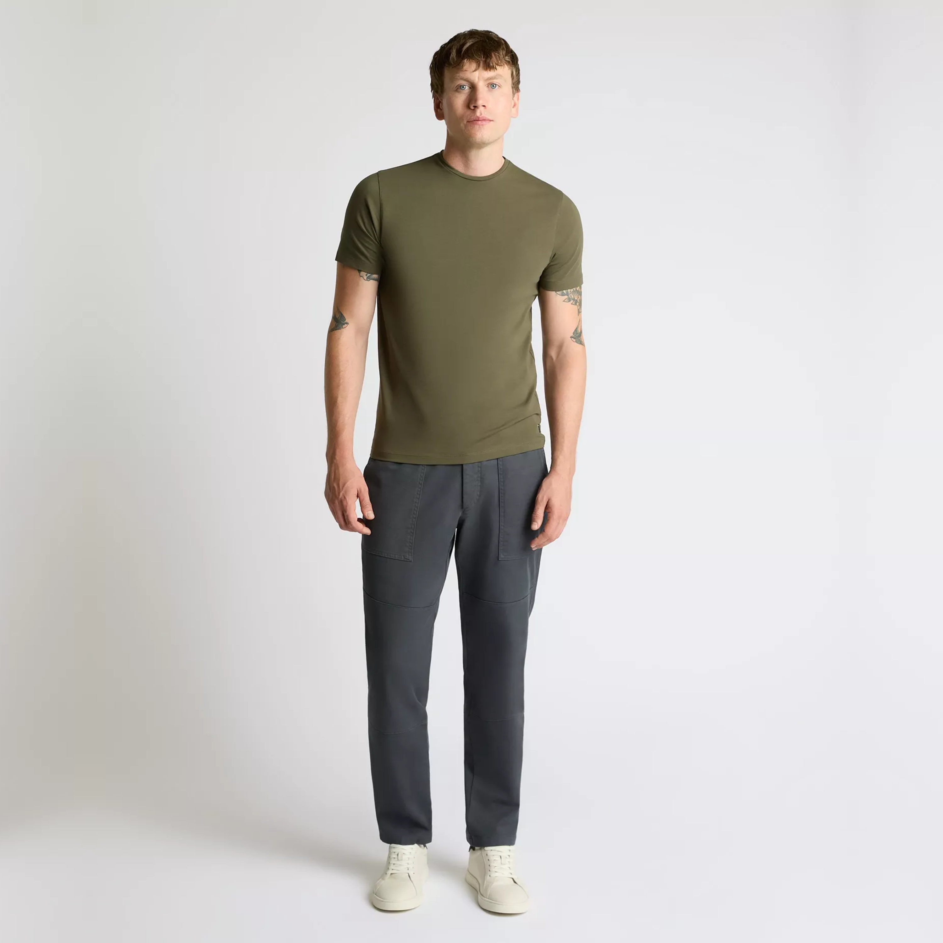 Remus Tapered Fit Cotton-Stretch T Shirt - Dark Khaki