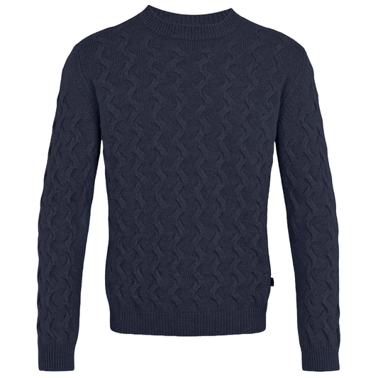 Sand Knitted Crew Neck Sweater - Dark Blue