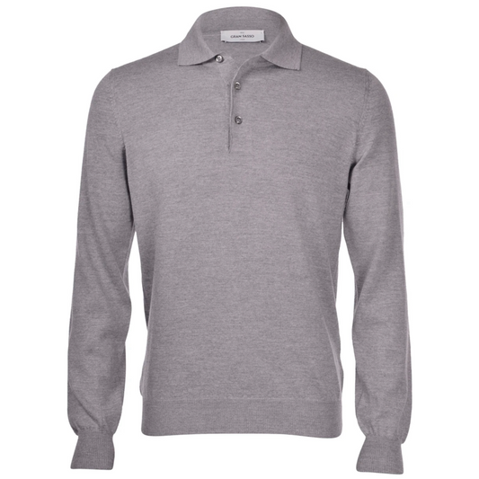 Gran Sasso Merino Wool Polo - Light Grey