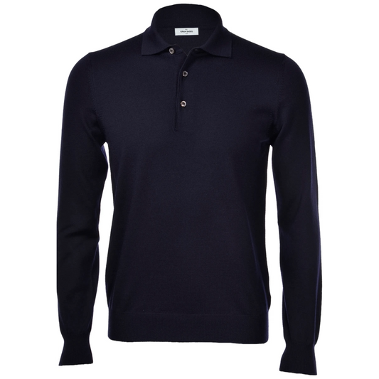 Gran Sasso Merino Wool Polo - Navy