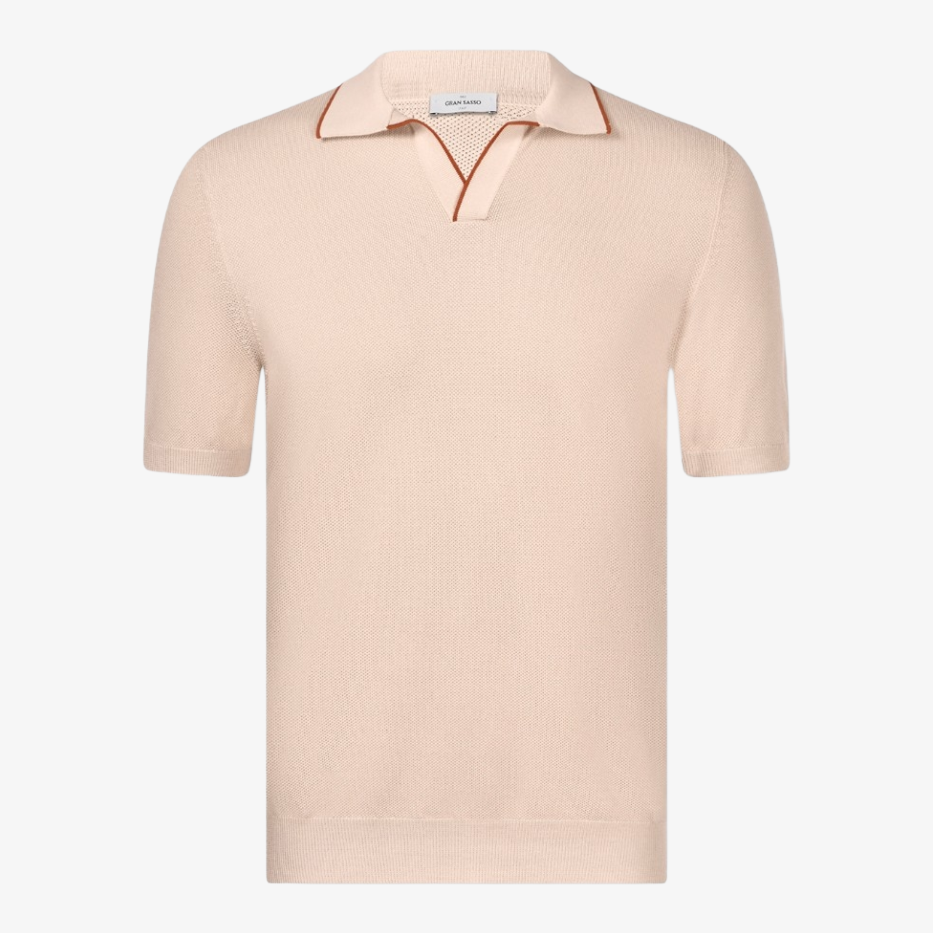 Gran Sasso Open Collar Short Sleeve Polo - Beige