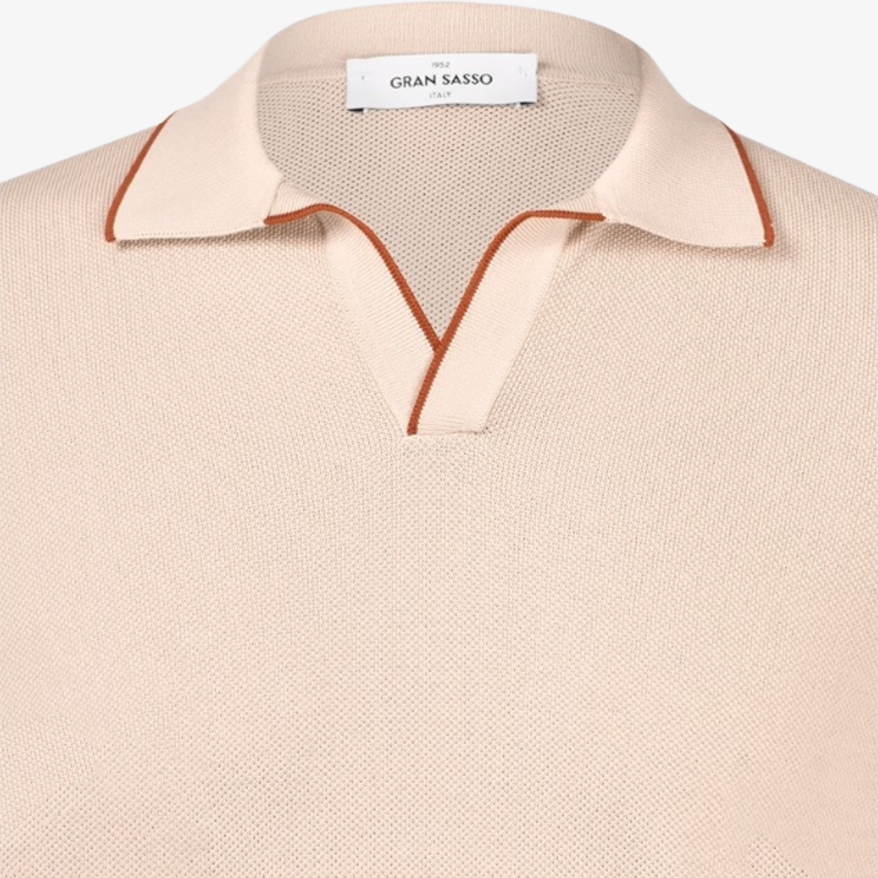 Gran Sasso Open Collar Short Sleeve Polo - Beige