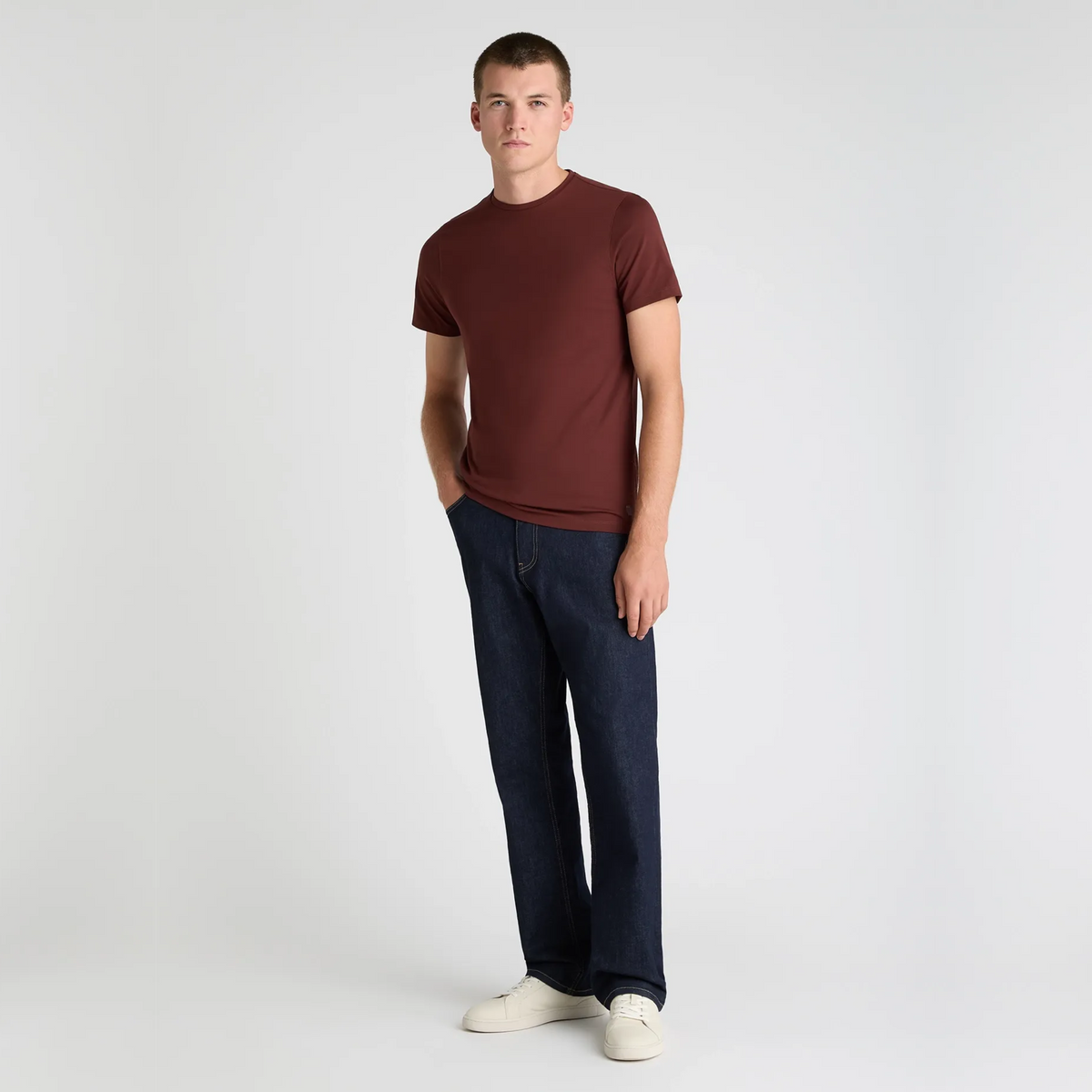 Remus Tapered Fit Cotton-Stretch T-Shirt - Wine