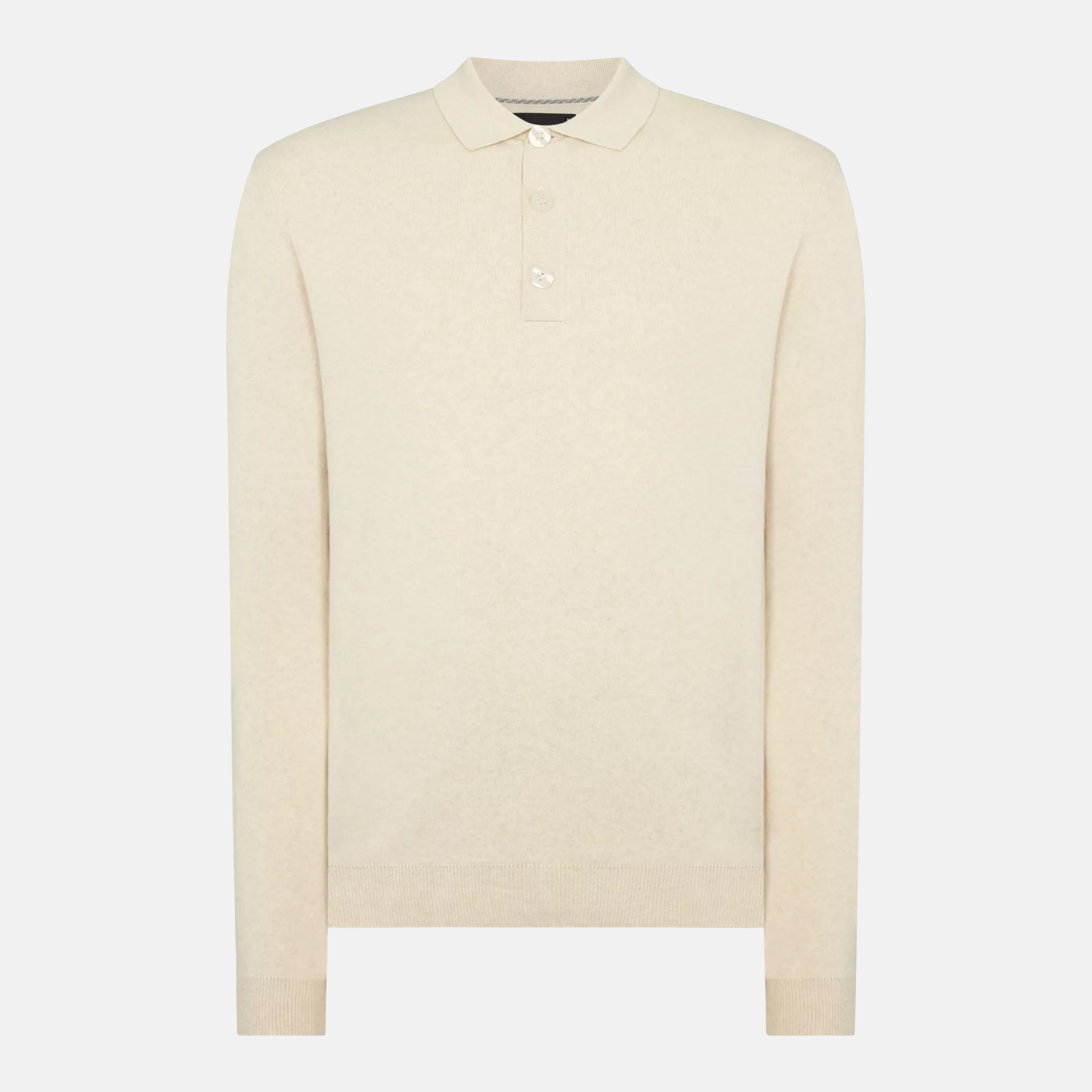 Remus Button Up Cotton Knitted Polo - Cream