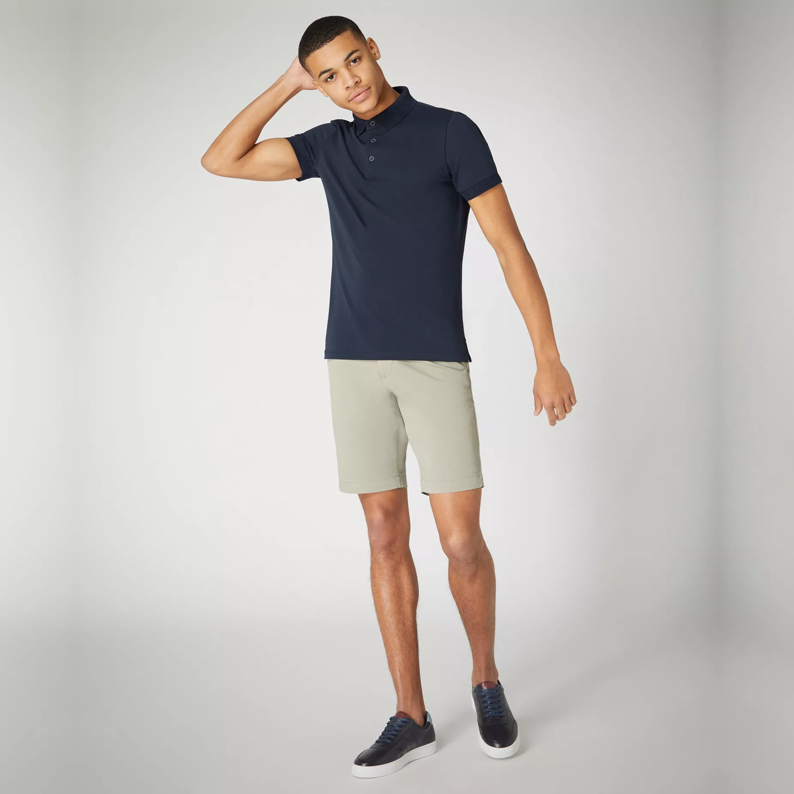 Remus Tapered Fit Cotton Stretch Polo Shirt - Navy
