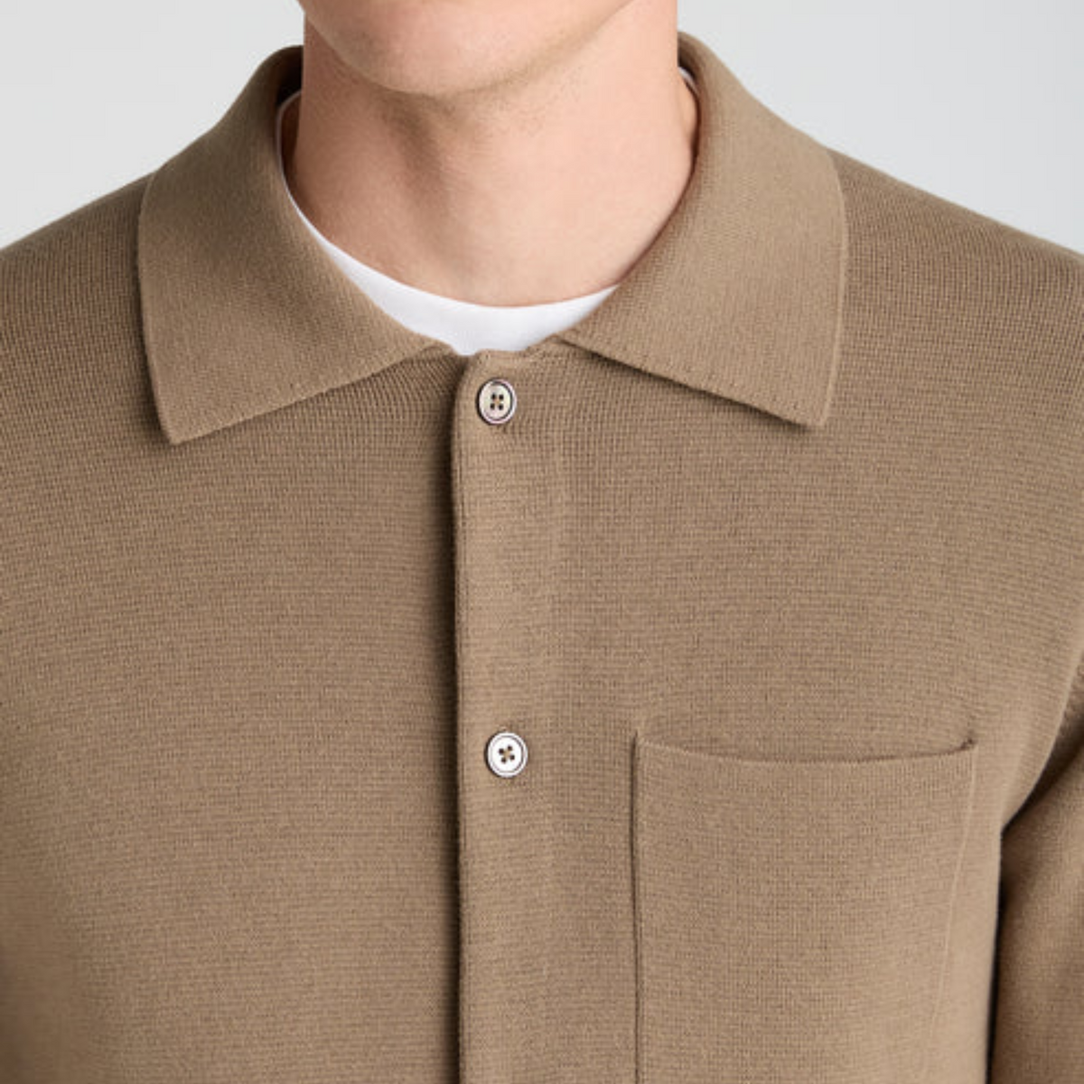 Remus Polo Collar Cotton Knitted Cardigan - Sand