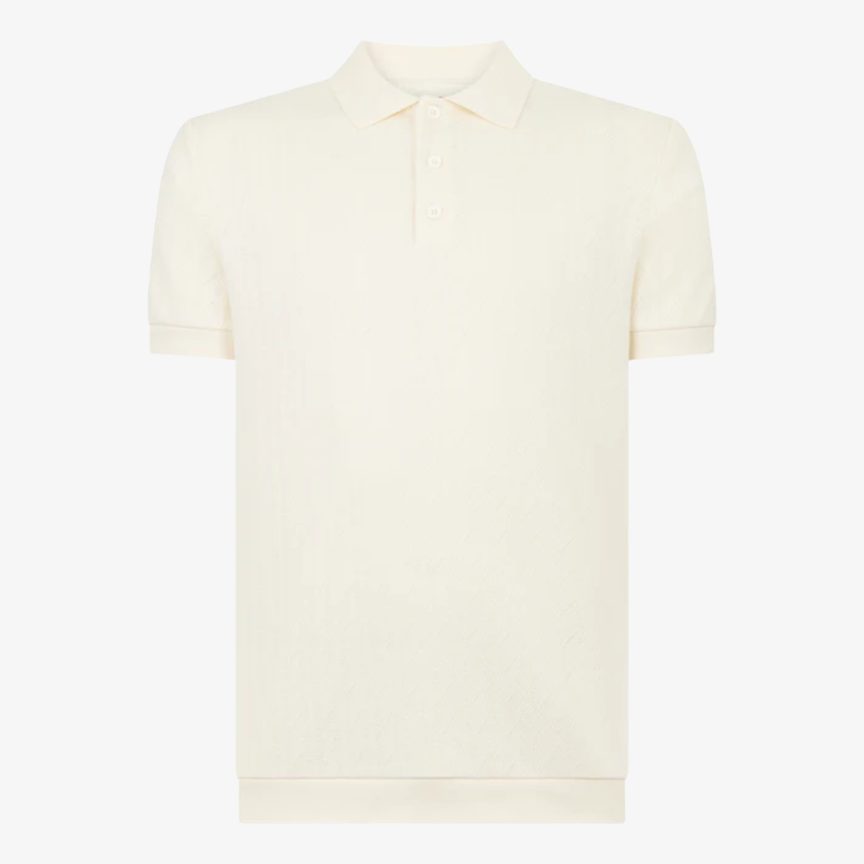 Remus Cable Patterned Cotton Polo Shirt - Cream