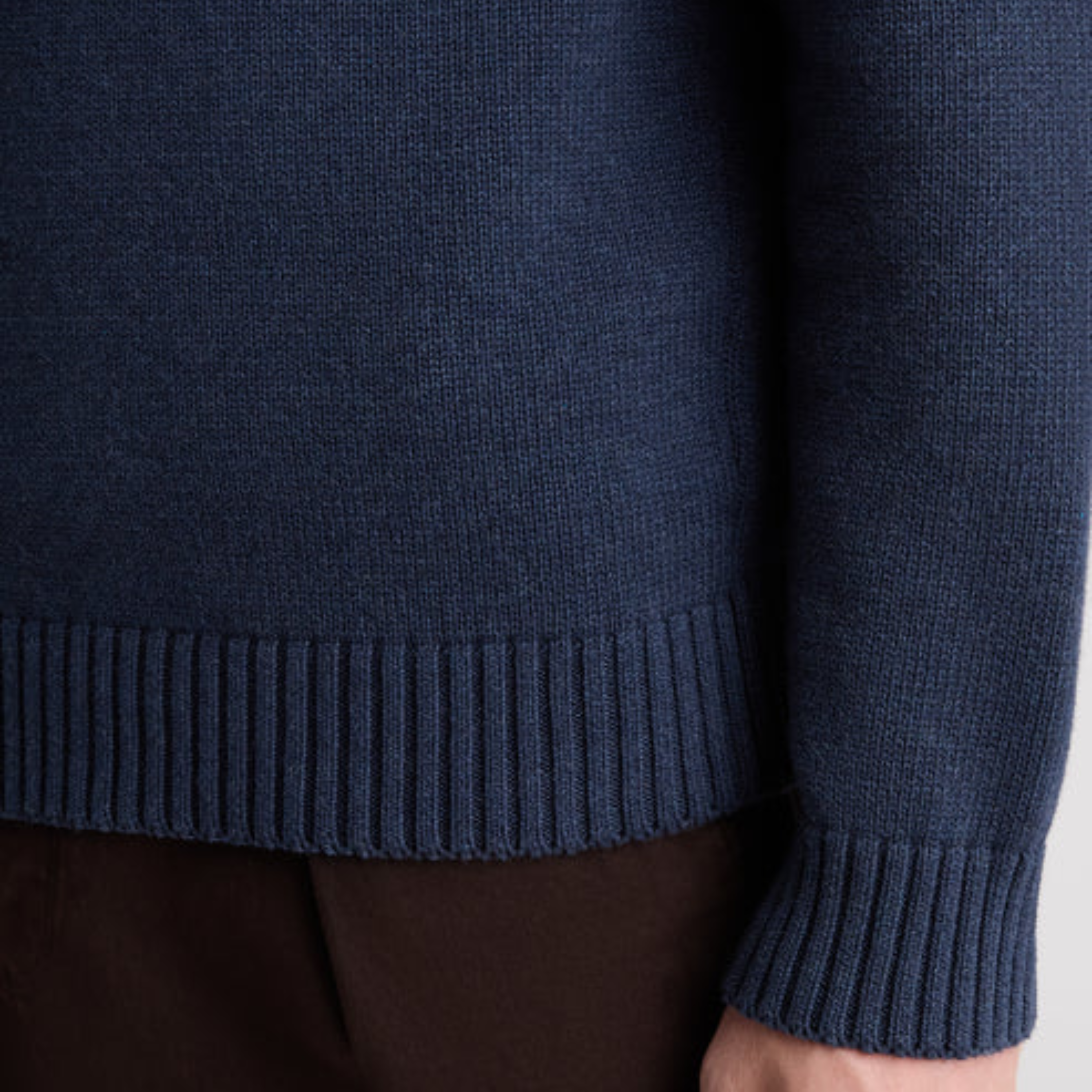 Remus Collared V Neck Cotton Jumper - Navy