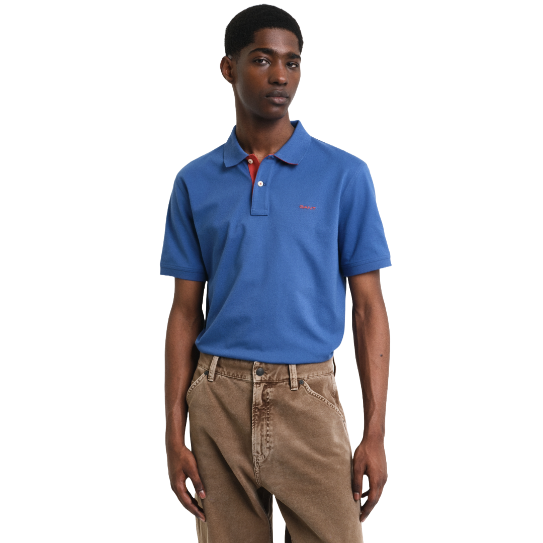 Gant Contrast Pique Polo - Blue