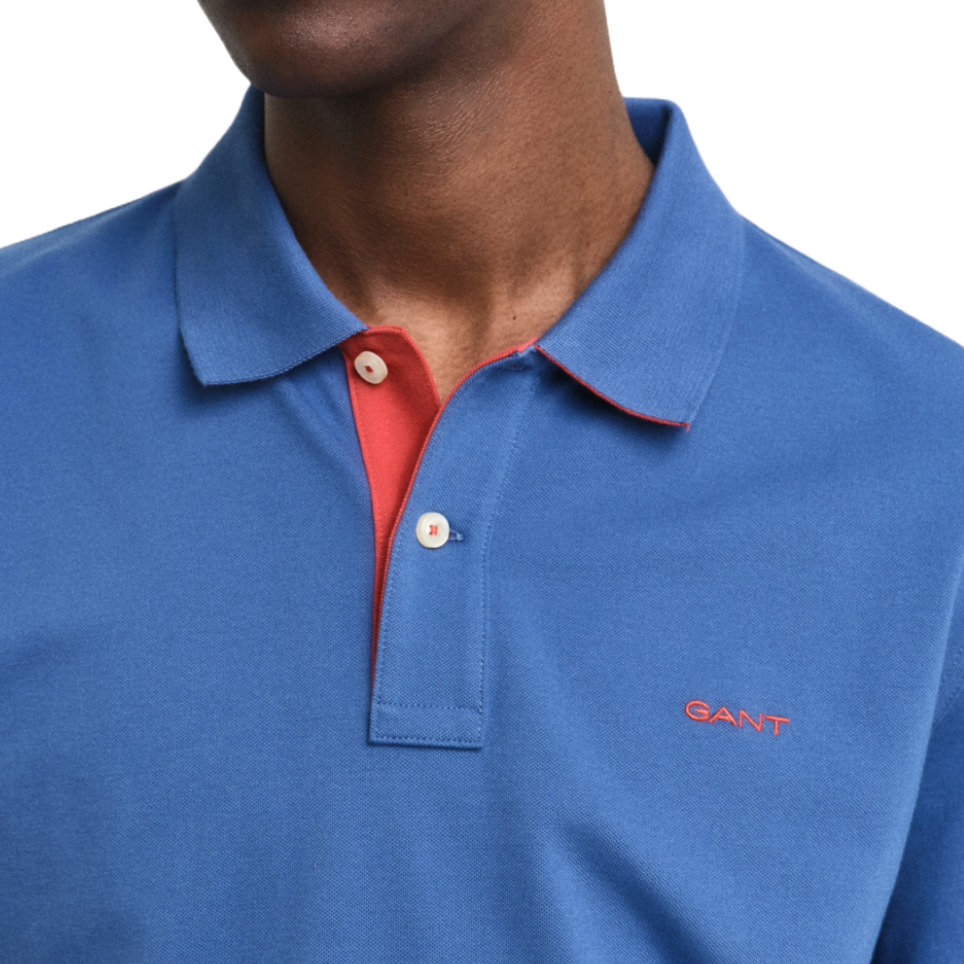 Gant Contrast Pique Polo - Blue