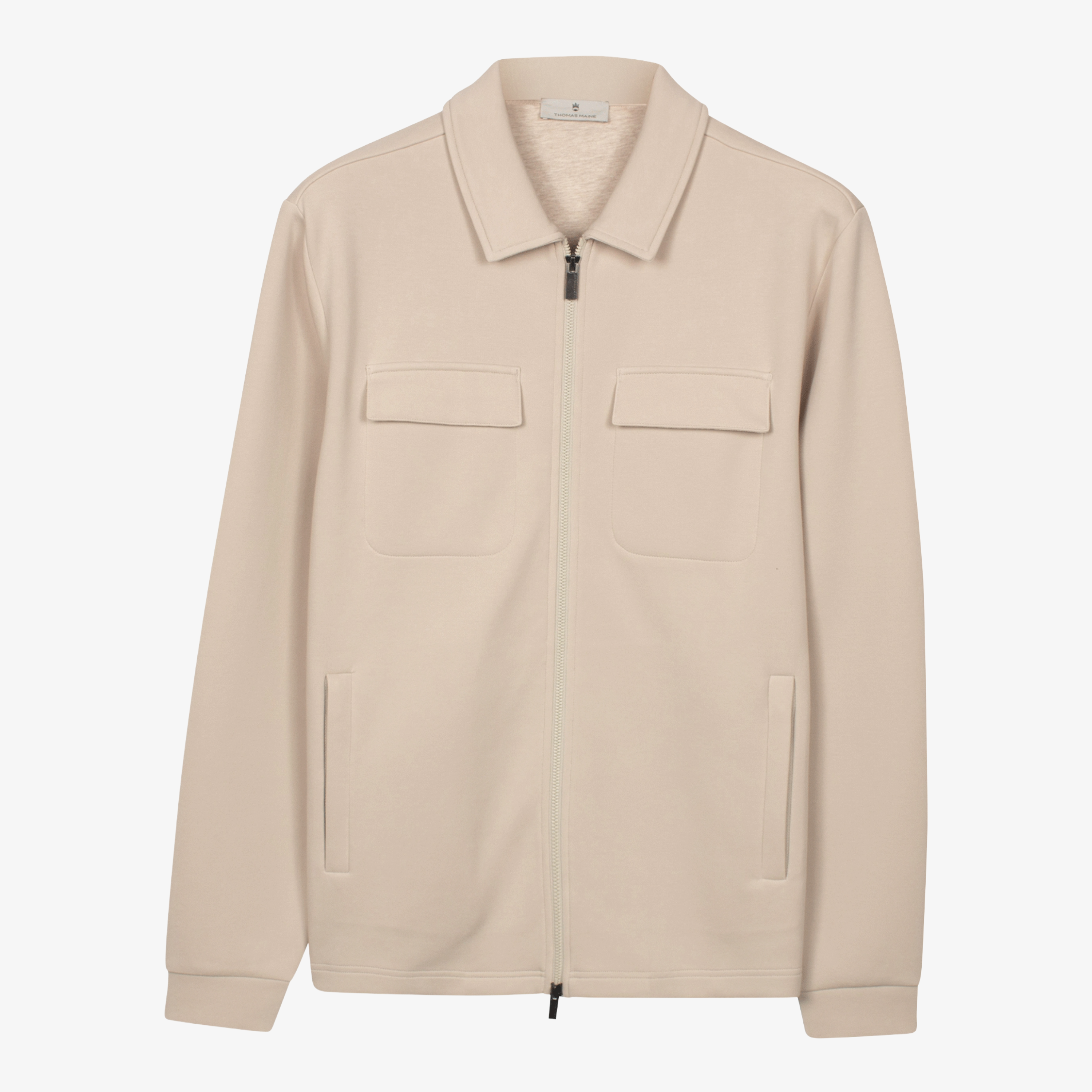 Thomas Maine Jersey Zip Shacket - Beige