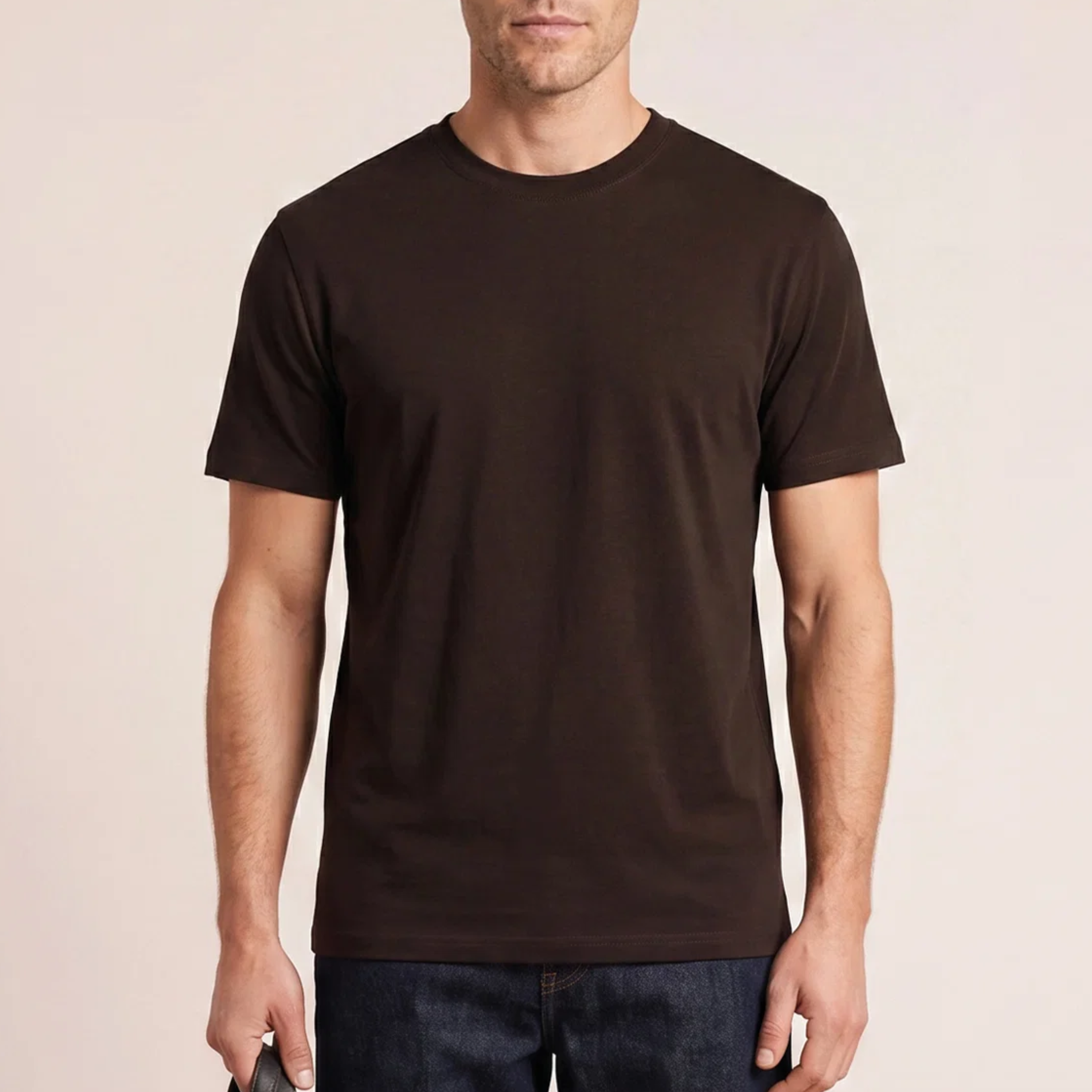 Thomas Maine Liquid Cotton T Shirt - Chocolate Brown