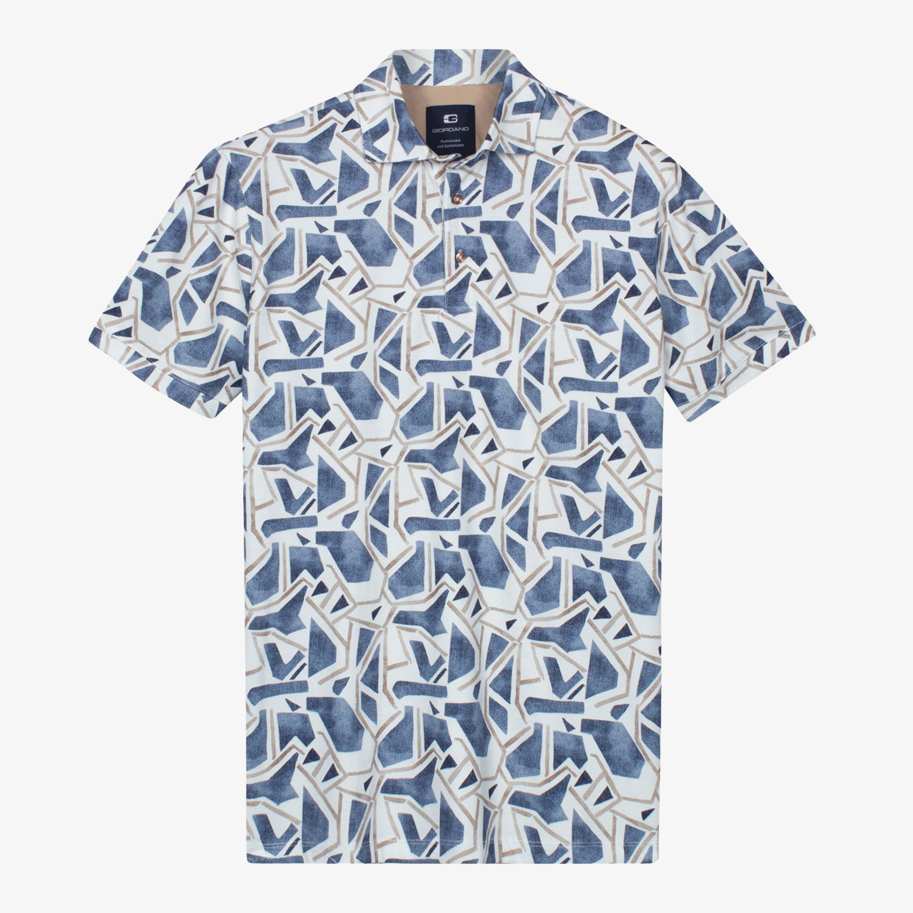 Giordano Formentini Pique Printed Polo - Blue
