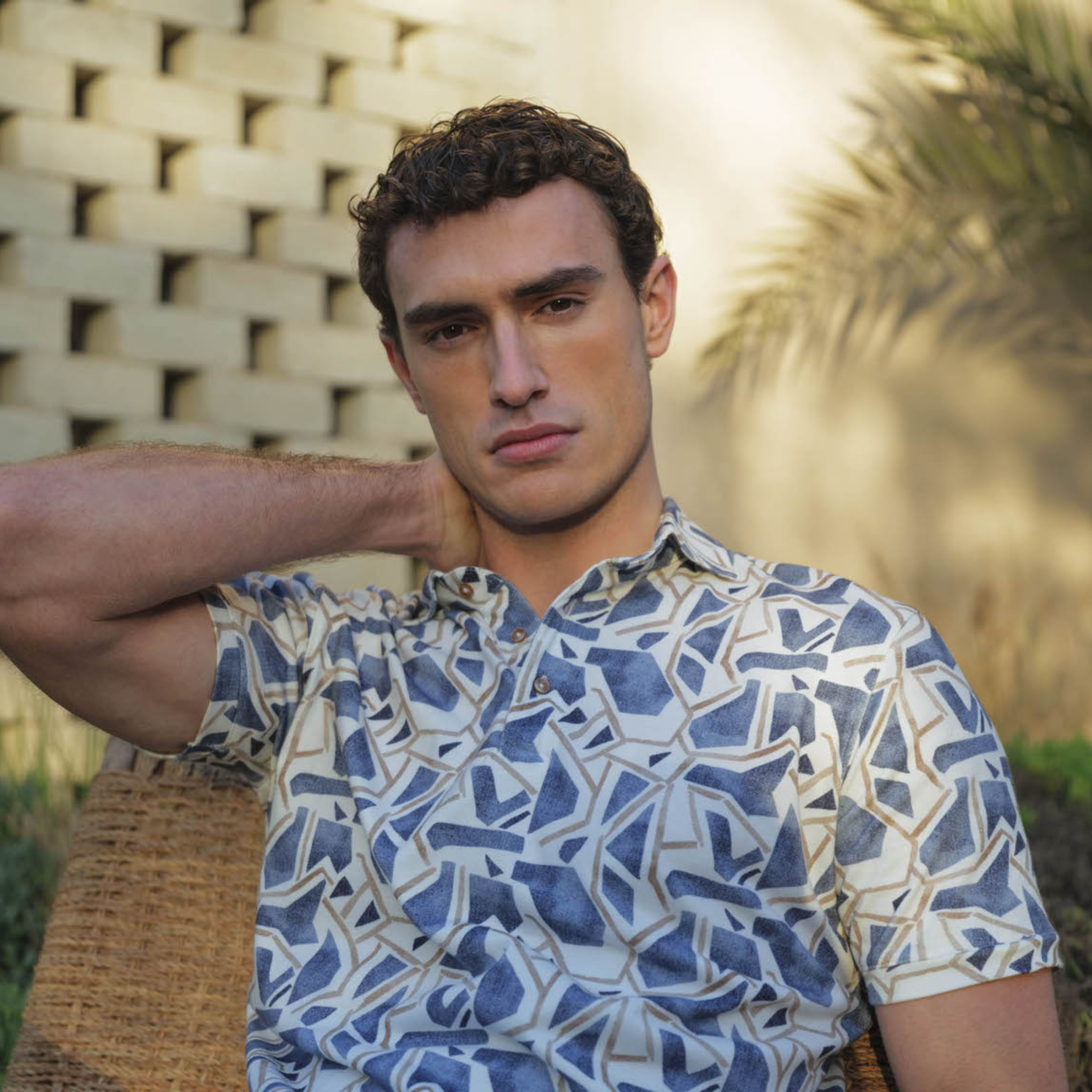 Giordano Formentini Pique Printed Polo - Blue