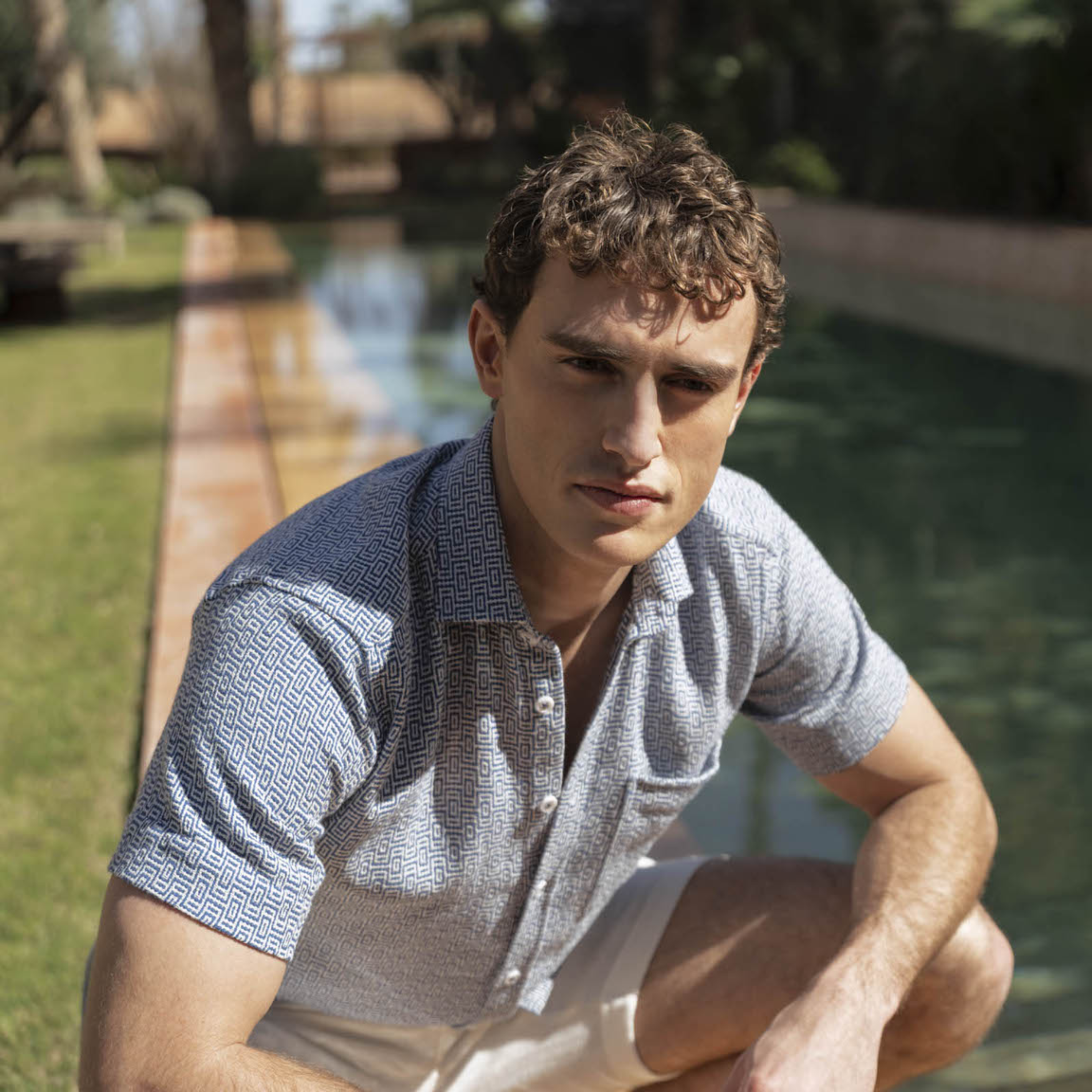 Giordano  Puglia Short Sleeve Textured Shirt - Navy