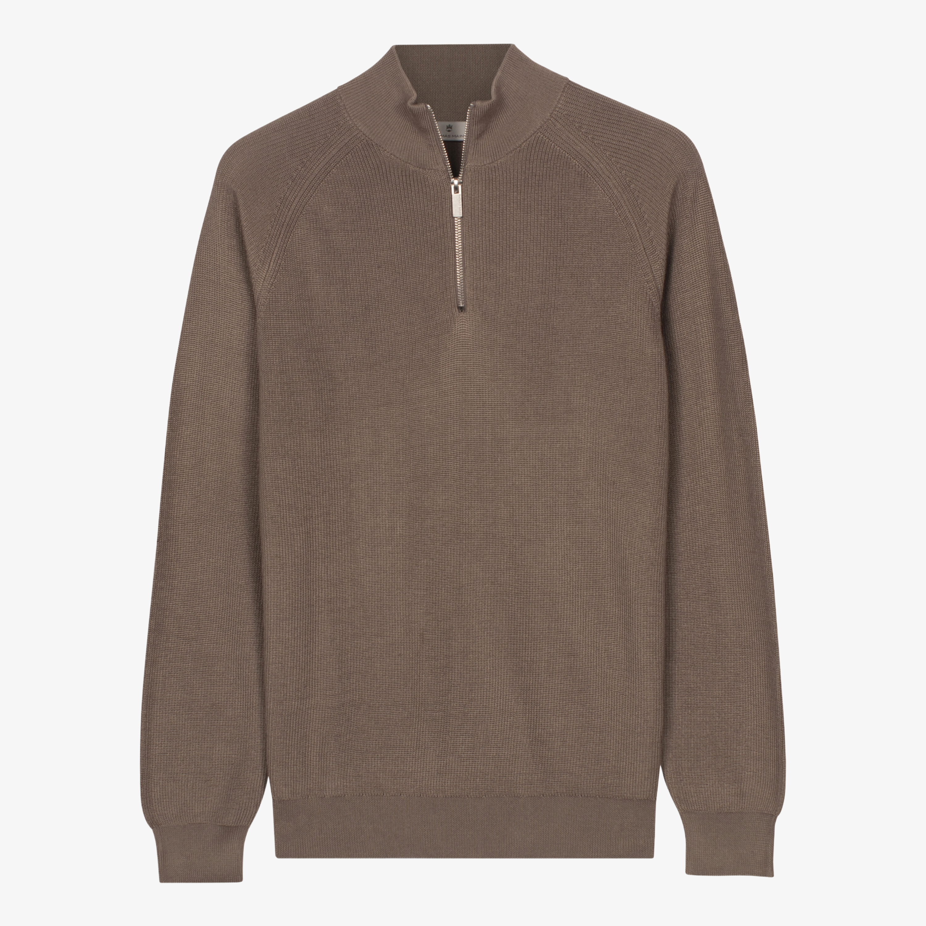 Thomas Maine Knitted 1/2 Zip Jumper - Taupe