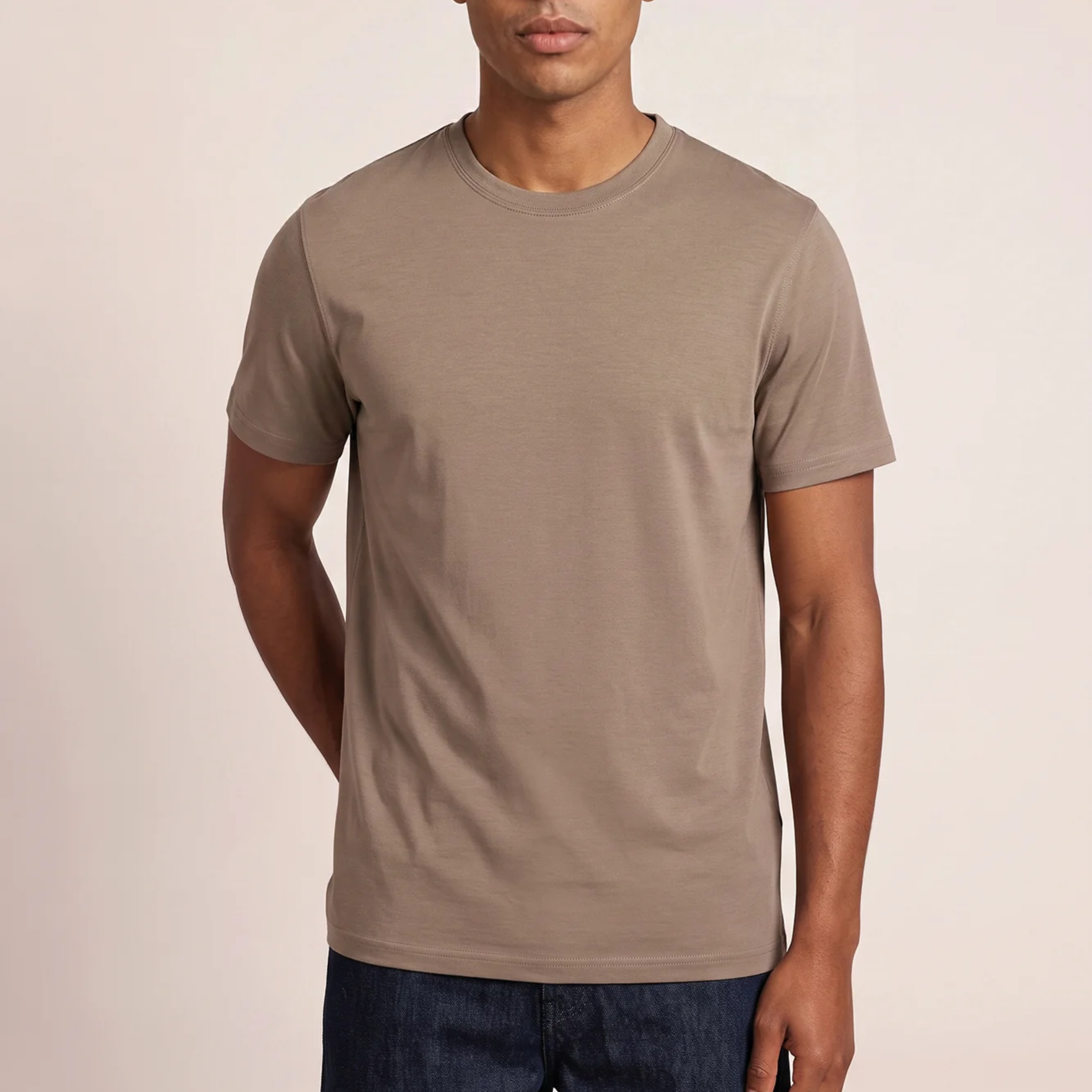 Thomas Maine Liquid Cotton T Shirt - Beige