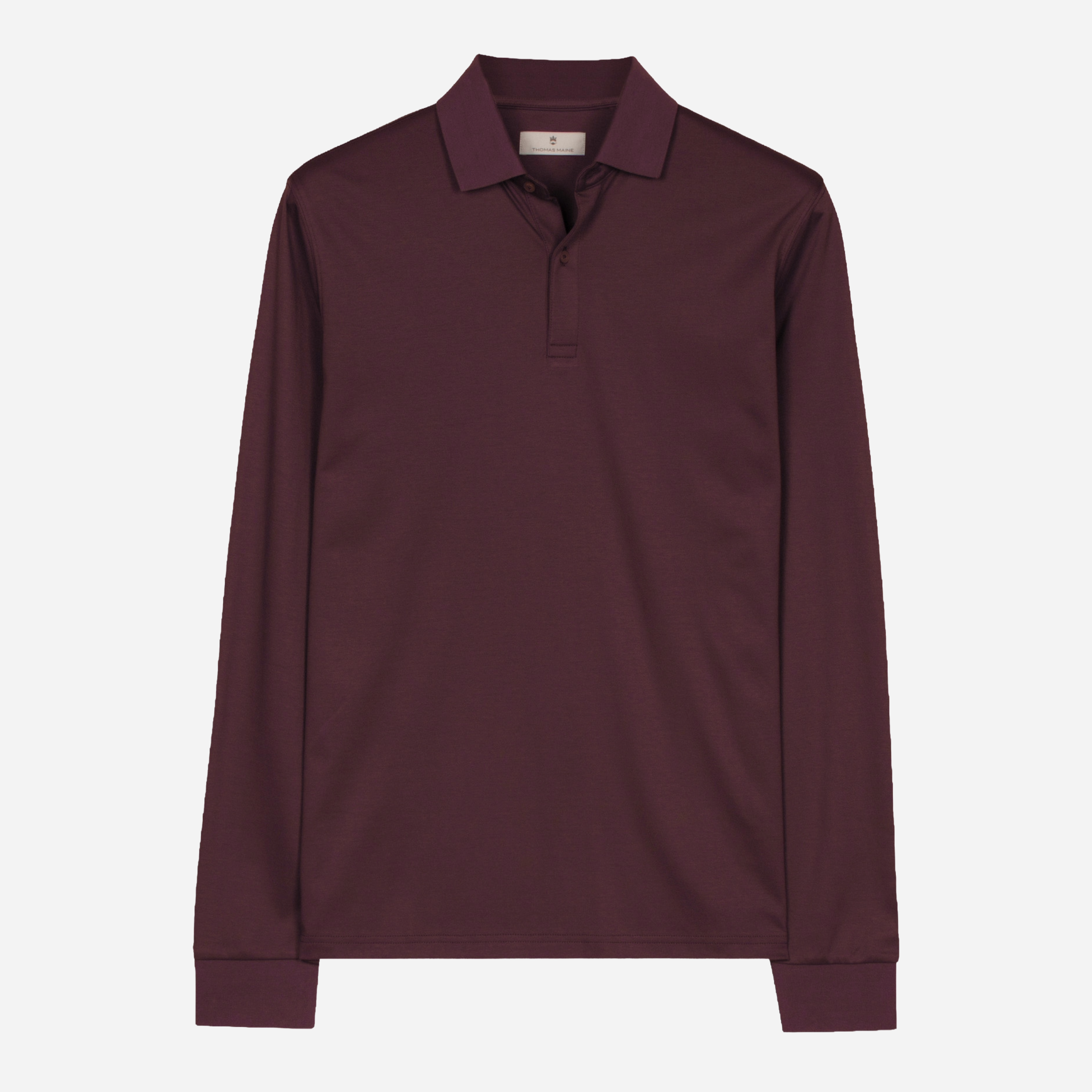 Thomas Maine Liquid Cotton Long Sleeve Polo - Wine