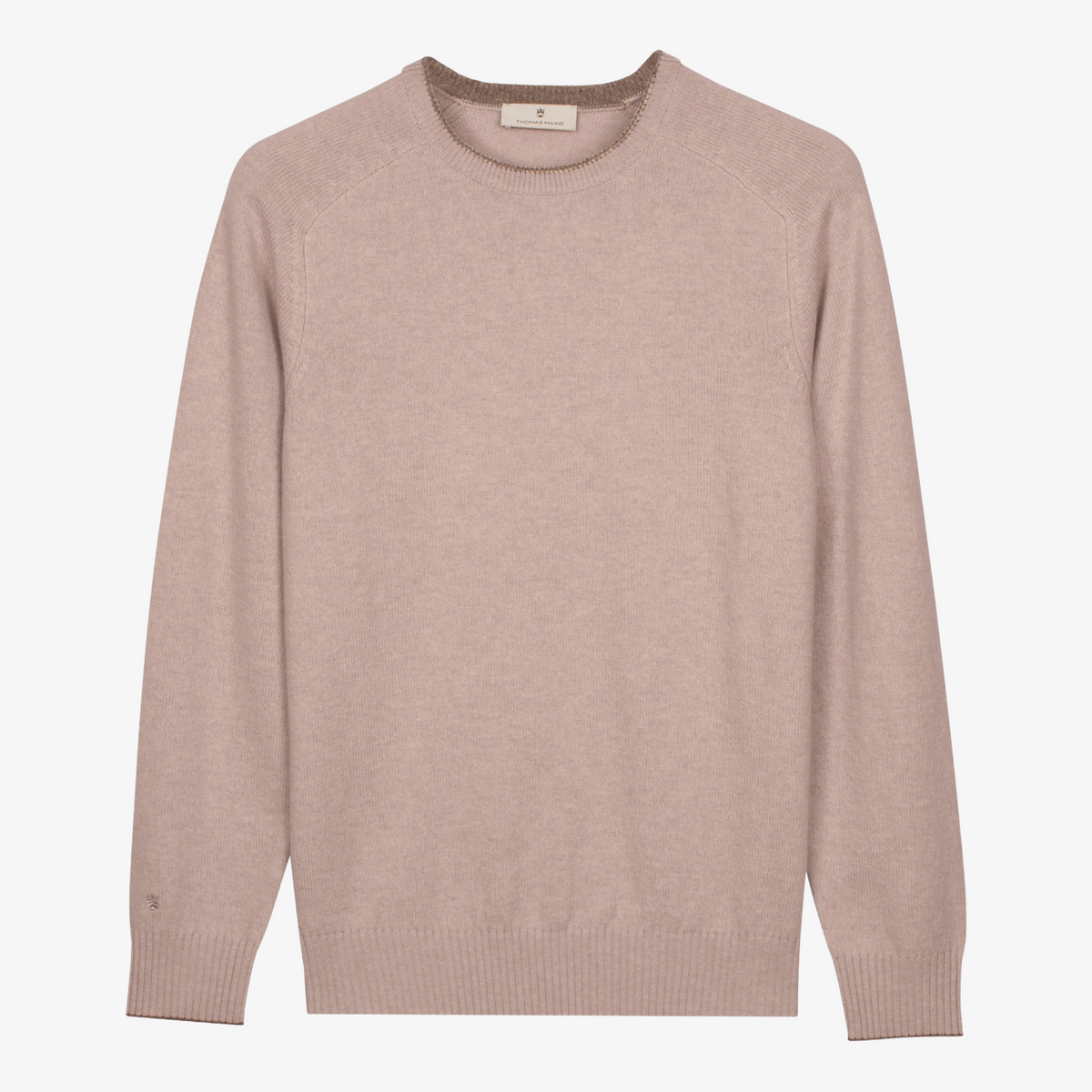 Thomas Maine Lambswool Crew Neck Jumper - Light Beige