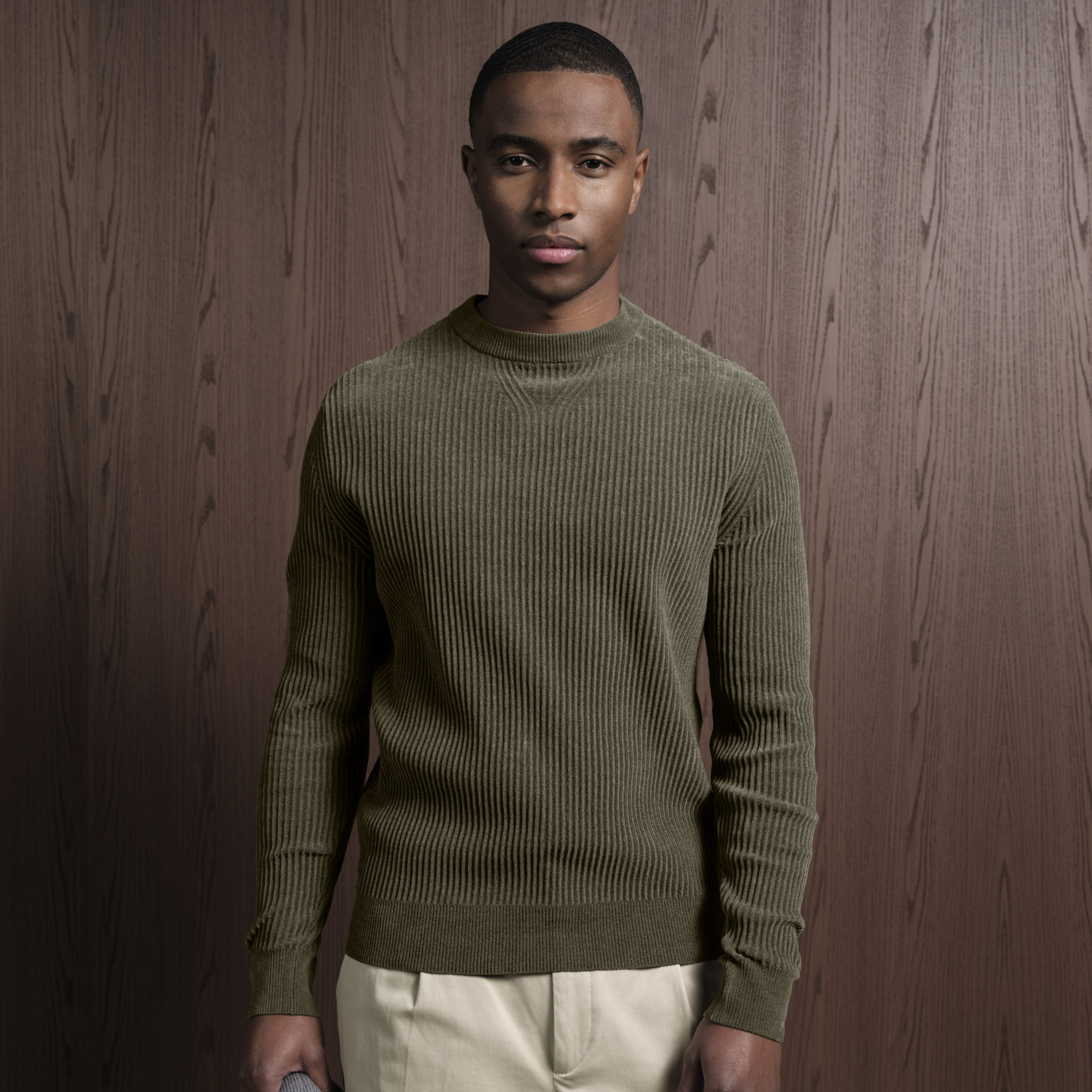 Thomas Maine Cotton Chenille Crew Neck Jumper - Mid Green
