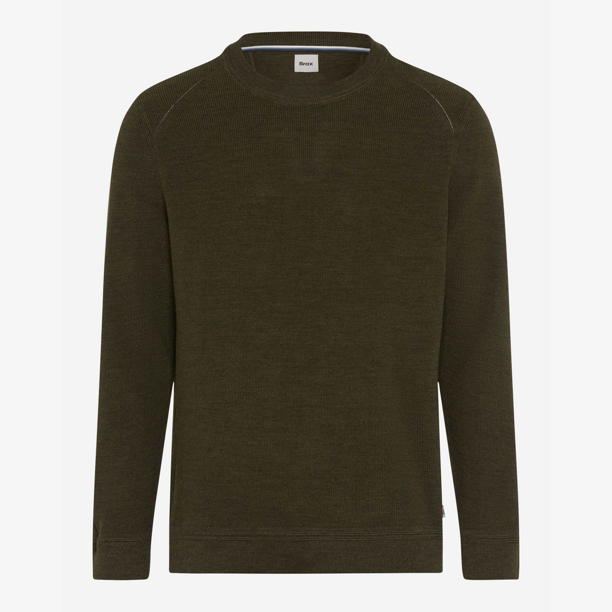 Brax Roy Cotton-Wool Crew Neck Jumper - Deep Jungle