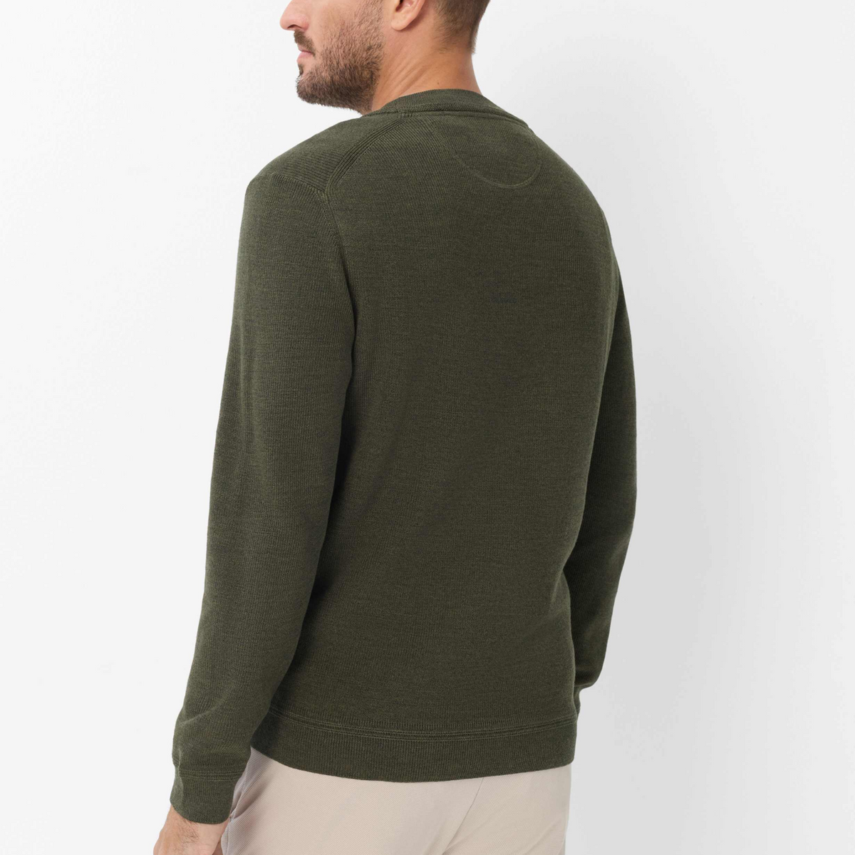 Brax Roy Cotton-Wool Crew Neck Jumper - Deep Jungle