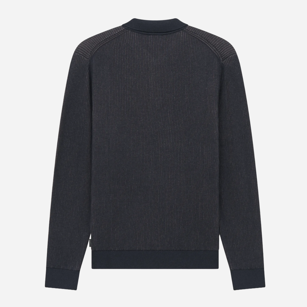 Bugatti Knitted Cotton Cashmere Long Sleeve Polo Shirt - Navy