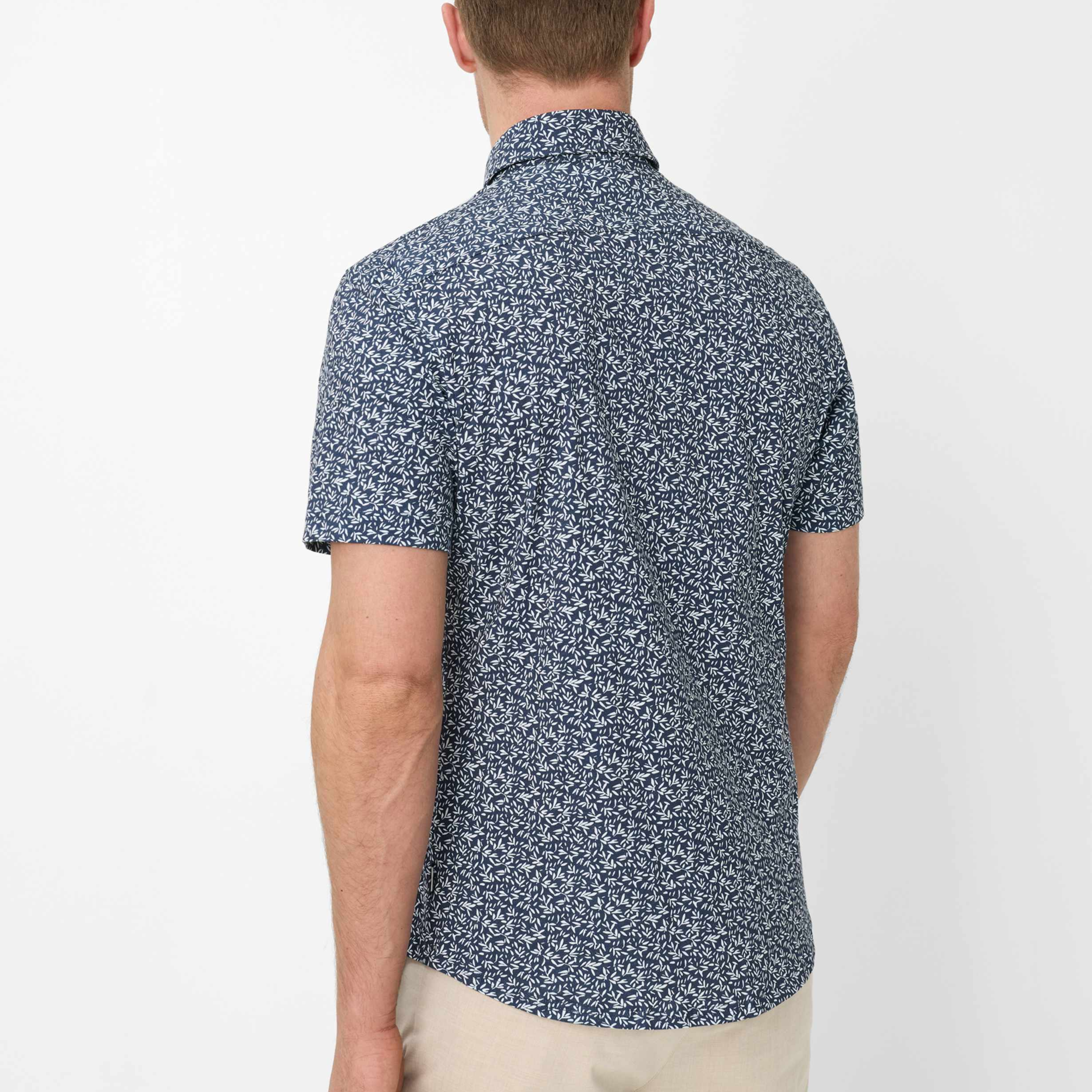 Brax Dan Printed Short Sleeve Shirt - Navy