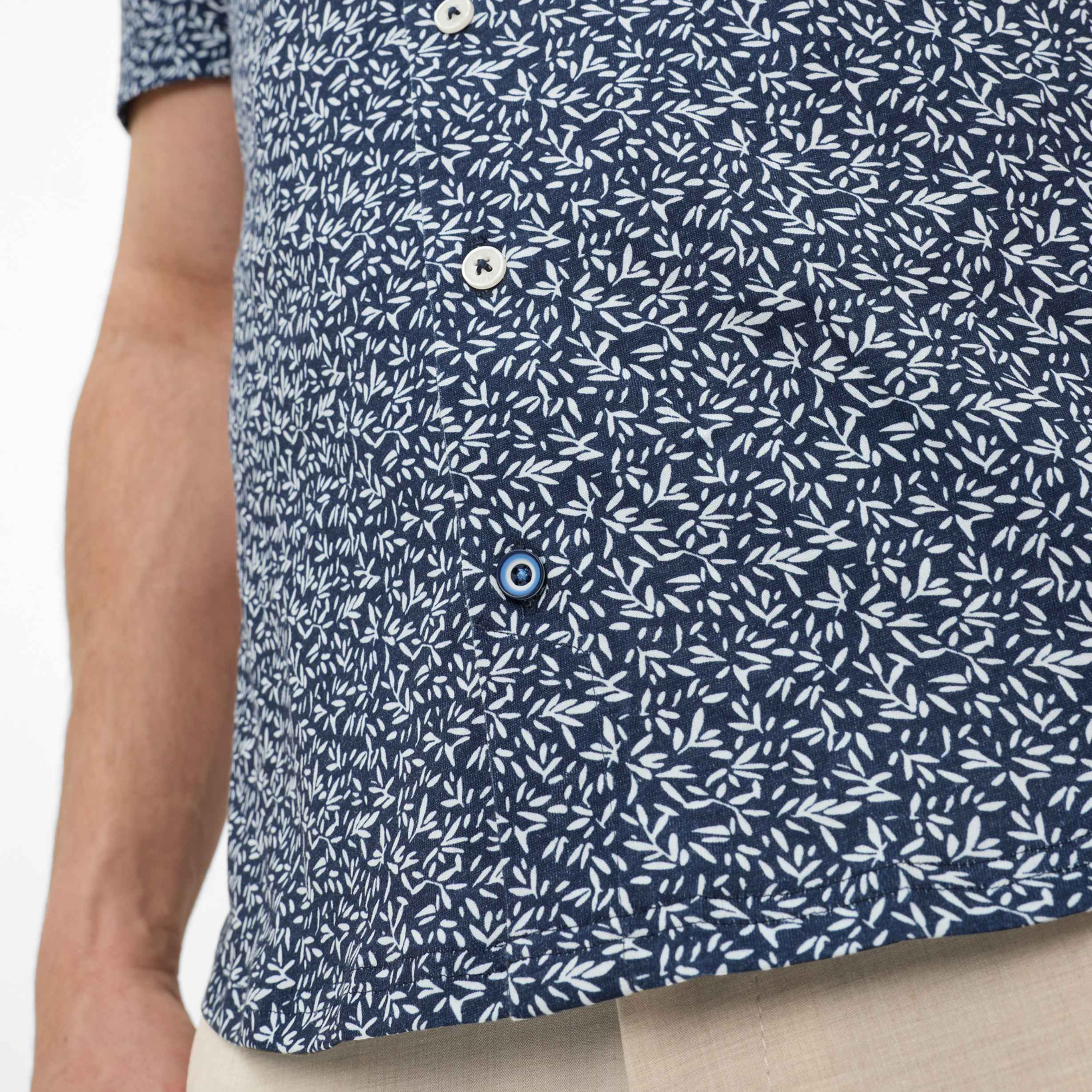 Brax Dan Printed Short Sleeve Shirt - Navy