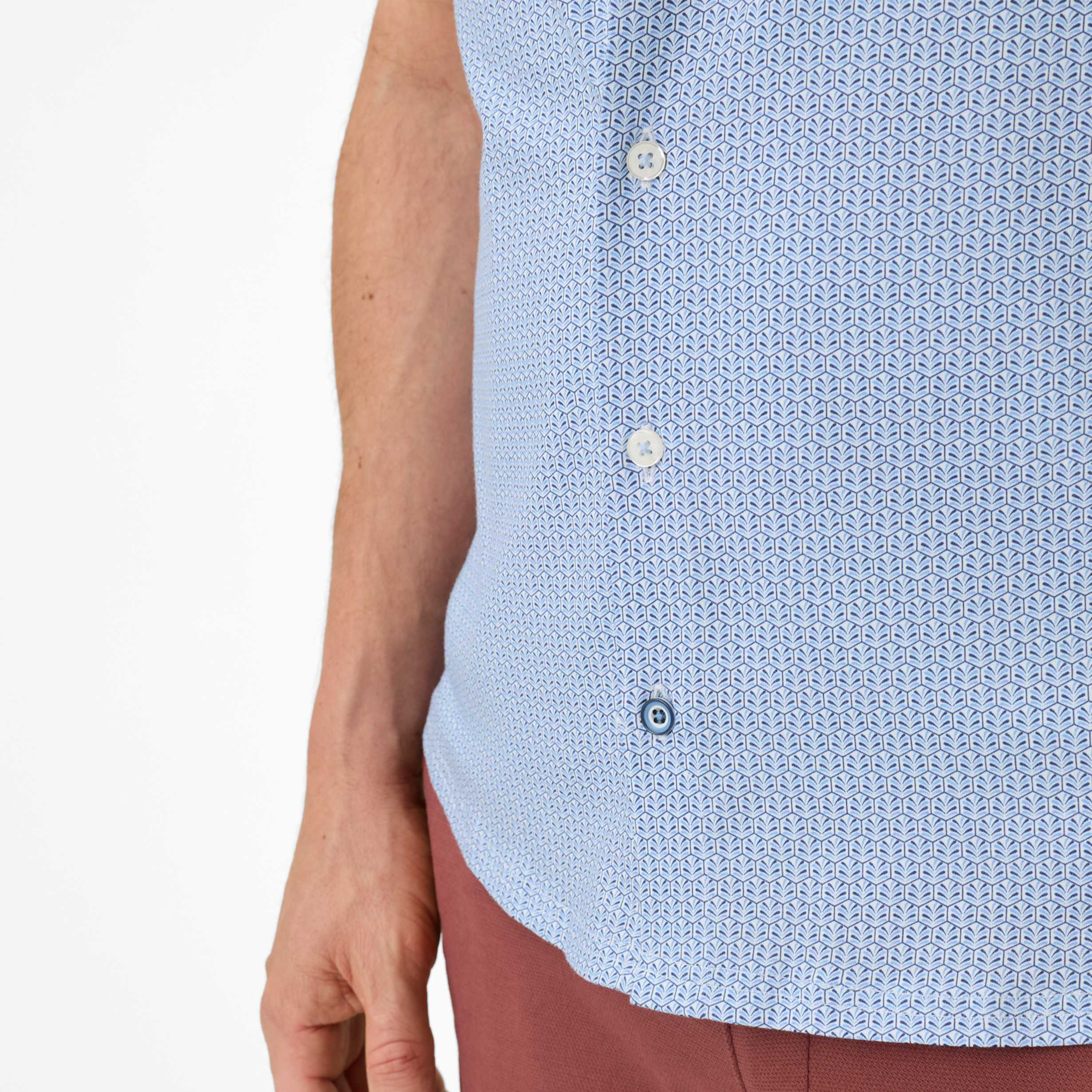 Brax Short Sleeve Printed Shirt - Blue