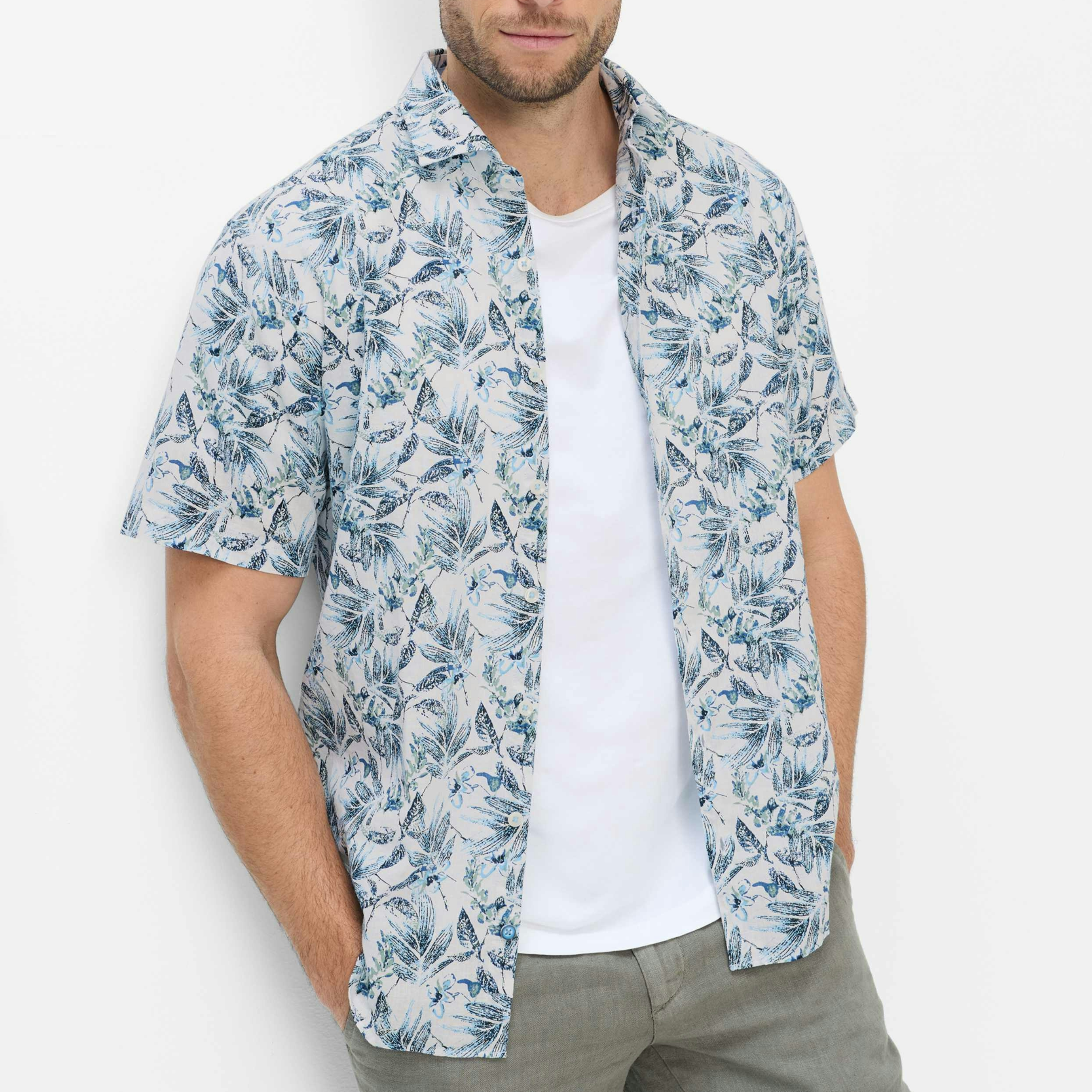 Brax Hardy P Printed Short Sleeve Shirt - Green