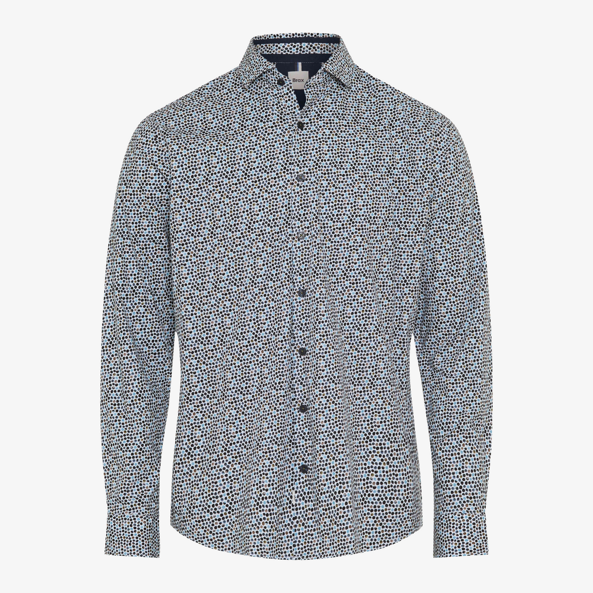 Brax Harold Small Print Shirt - Burnt Olive